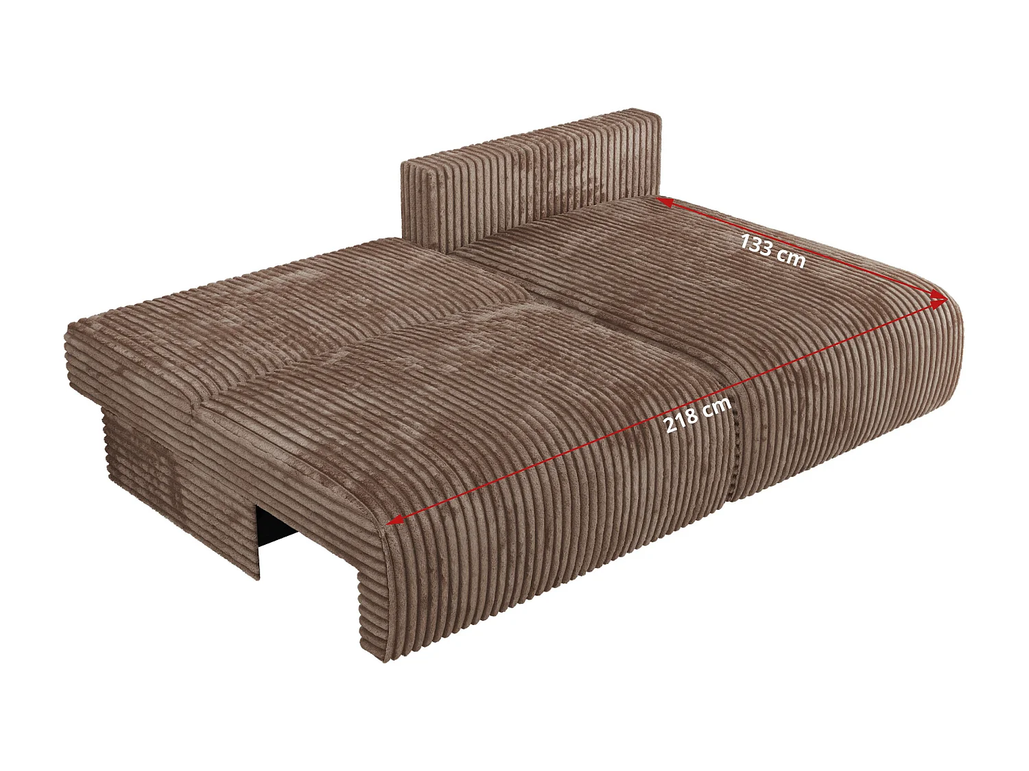 Ecksofa VIVO - L-form Couch mit Schlaffunktion und Bettkasten, Wellenfeder - Braun Cord - Ecke Links