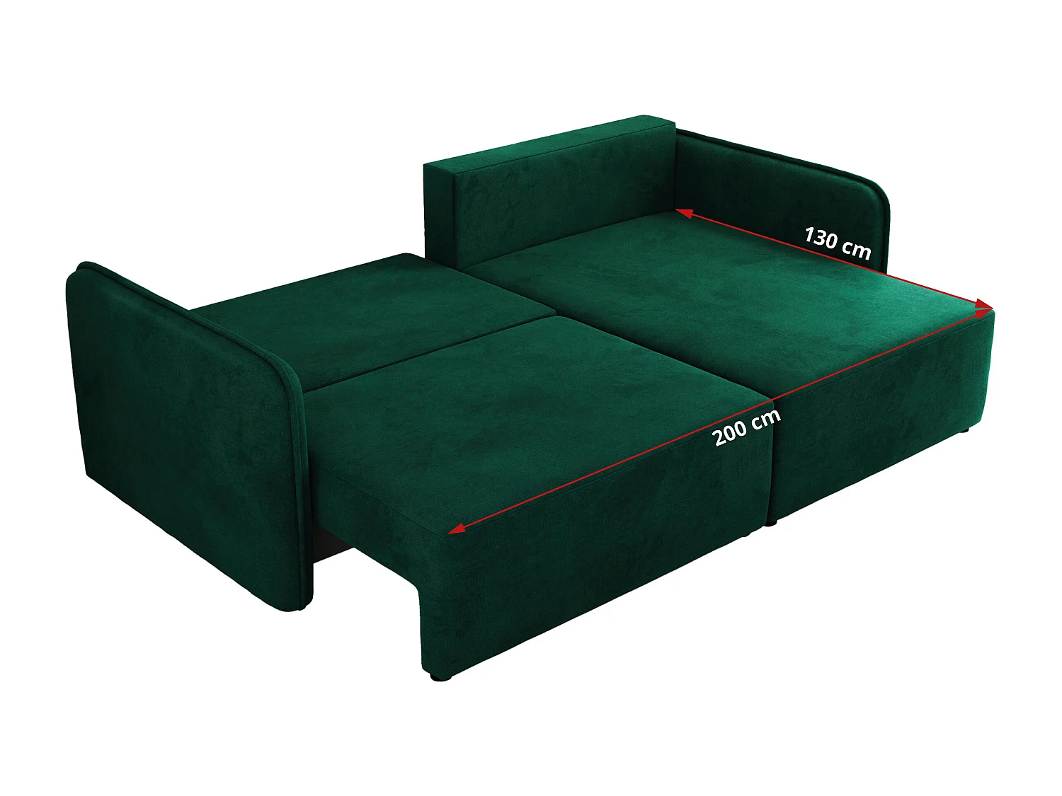 Ecksofa MESTO - Schlaffunktion und Bettkasten, L-form Couch für das Wohnzimmer, Armlehnen - Dunkelgrün Velvet - Ecke Links
