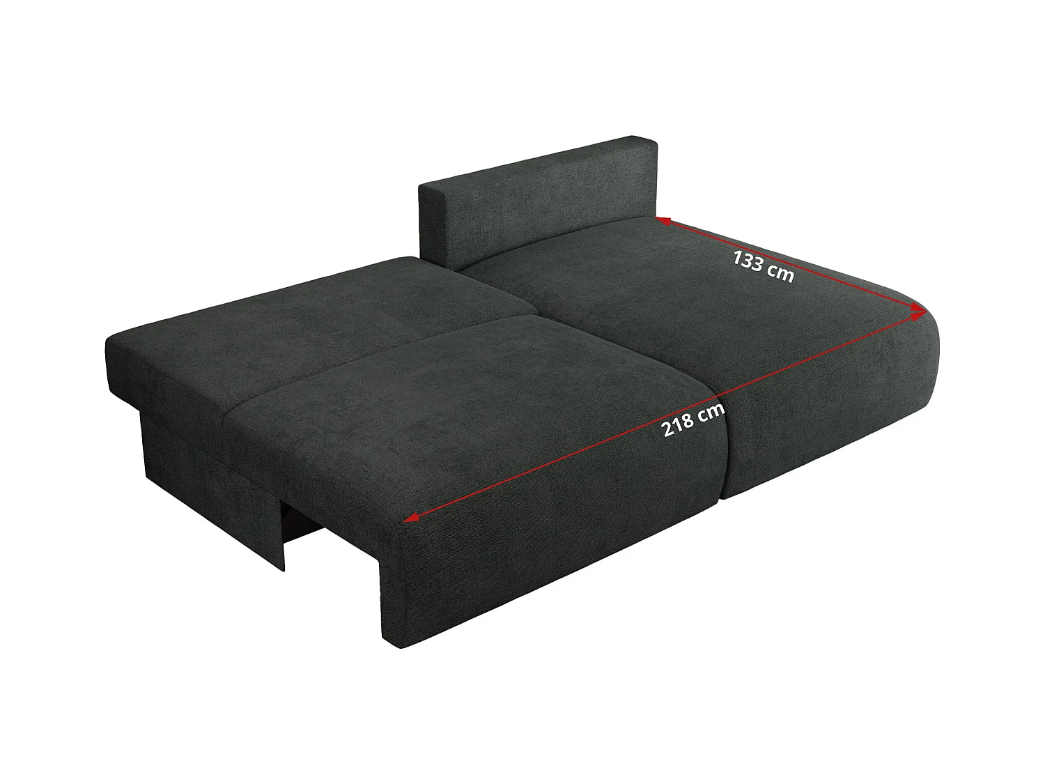 Ecksofa VIVO - L-form Couch mit Schlaffunktion und Bettkasten, Wellenfeder - Dunkelgrau Struktur - Ecke Rechts