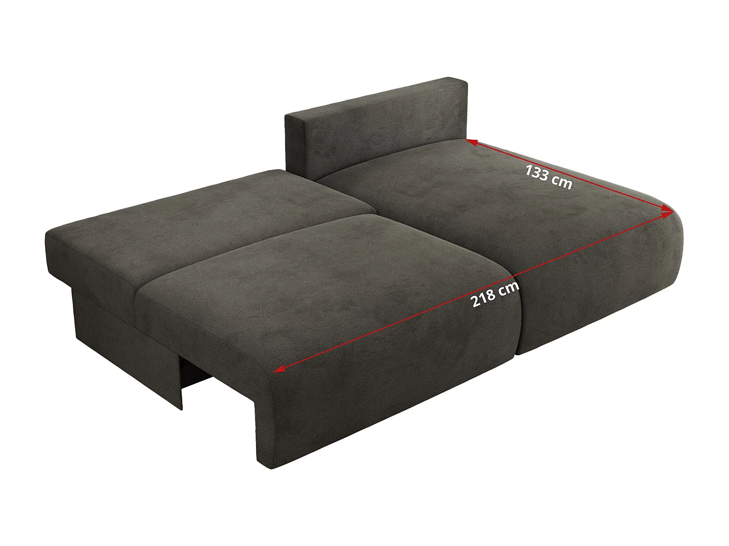 Ecksofa VIVO - L-form Couch mit Schlaffunktion und Bettkasten, Wellenfeder - Dunkelgrau Velvet - Ecke Links