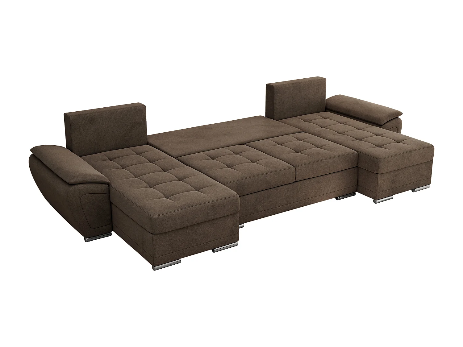 Ecksofa UMBRIA U - XXL Wohnlandschaft, mit Schlaffunktion und Bettkasten, genähte Ecke - Braun Velvet