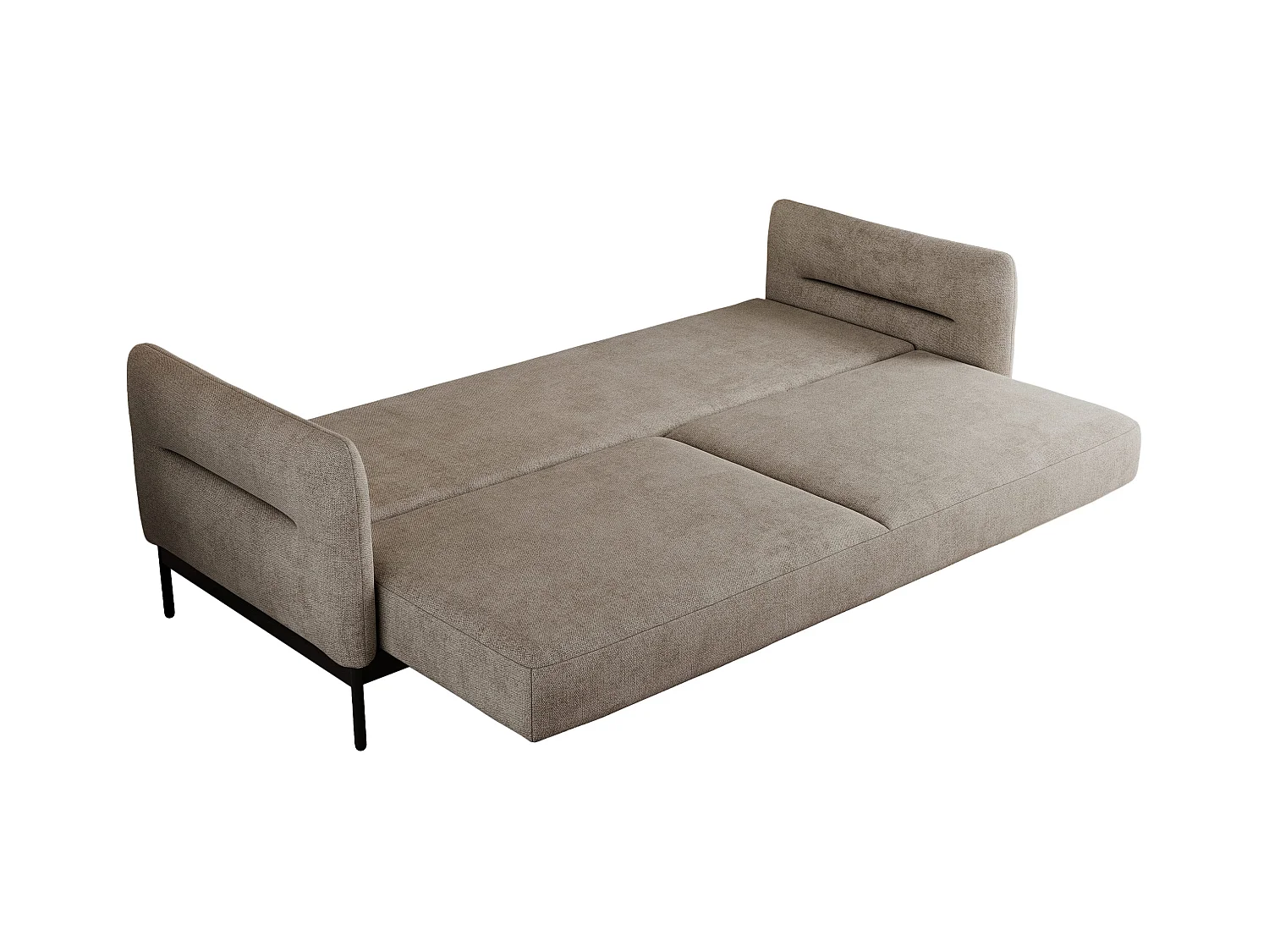 Sofa SALENTO - 3-Sitzer mit Metallbeine, mobile Kopfstütze, Schlafsofa mit lose Kissen - Beige Strukture