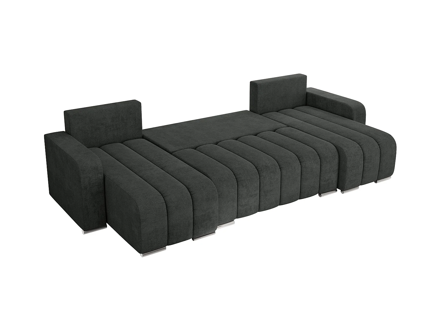 Ecksofa KIRASSO U - Wohnlandschaft, Schlaffunktion und Bettkasten, Couch U-form, lose Kissen - Dunkelgrau Strukture