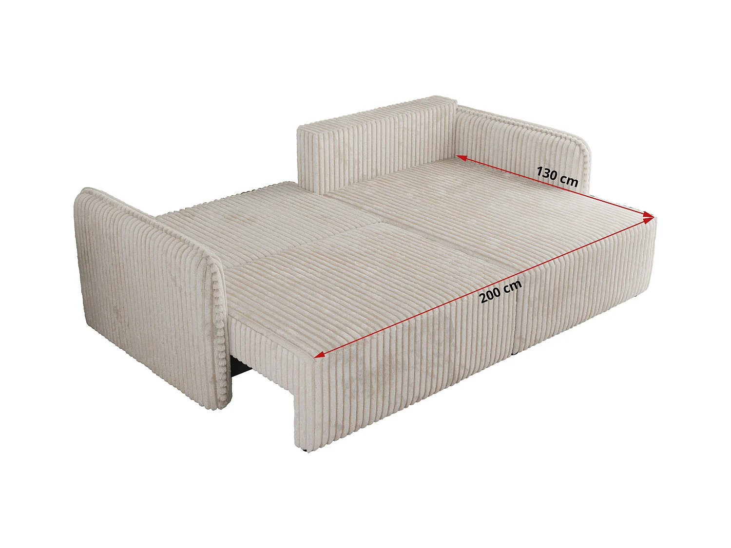 Ecksofa MESTO - Schlaffunktion und Bettkasten, L-form Couch für das Wohnzimmer, Armlehnen - Beige Cord - Ecke Links