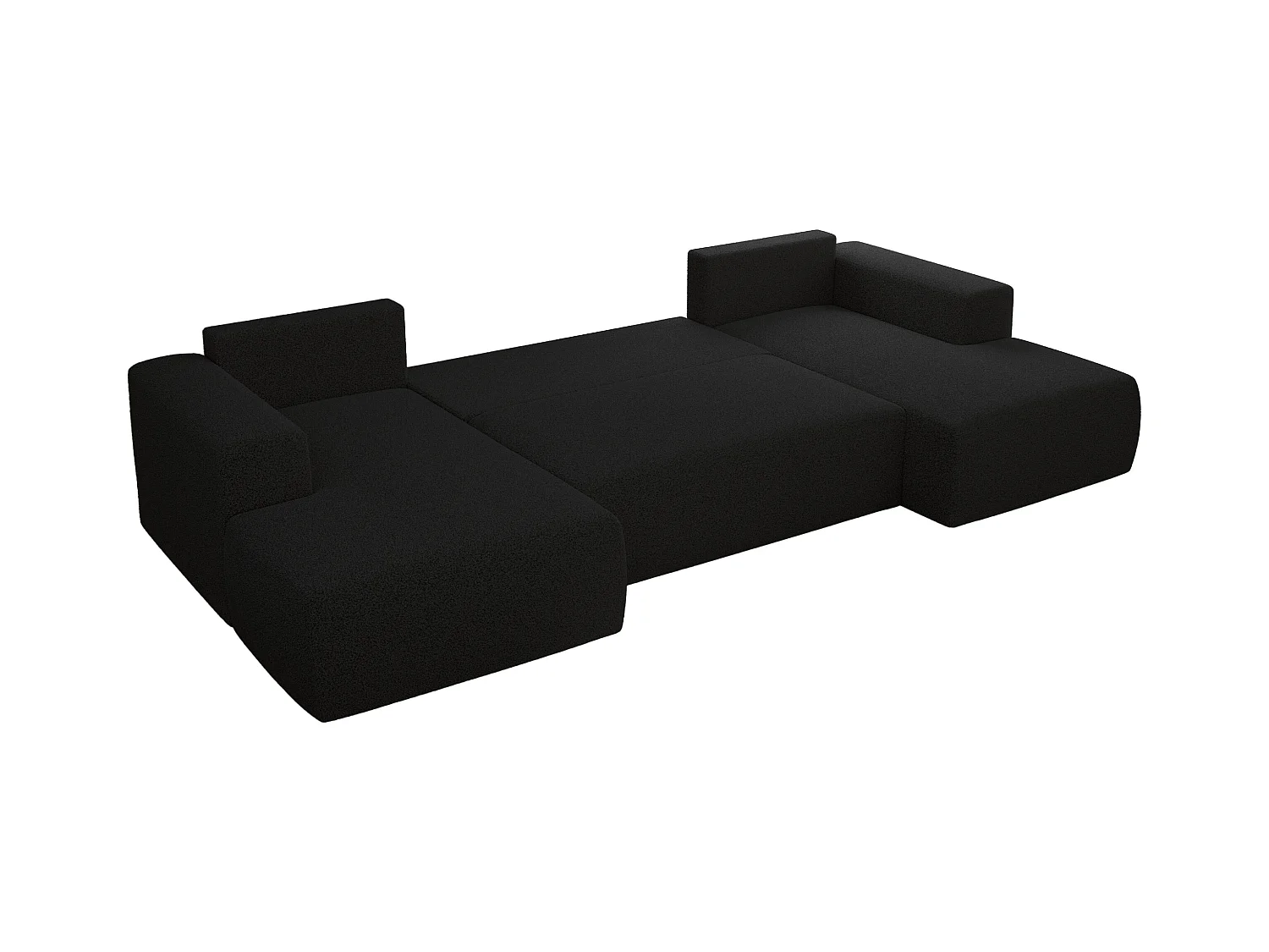 Ecksofa TRENTINO U - mit Schlaffunktion und Bettkasten, U-förmiges Wohnlandschaft, Armlehnen - Schwarz Boucle