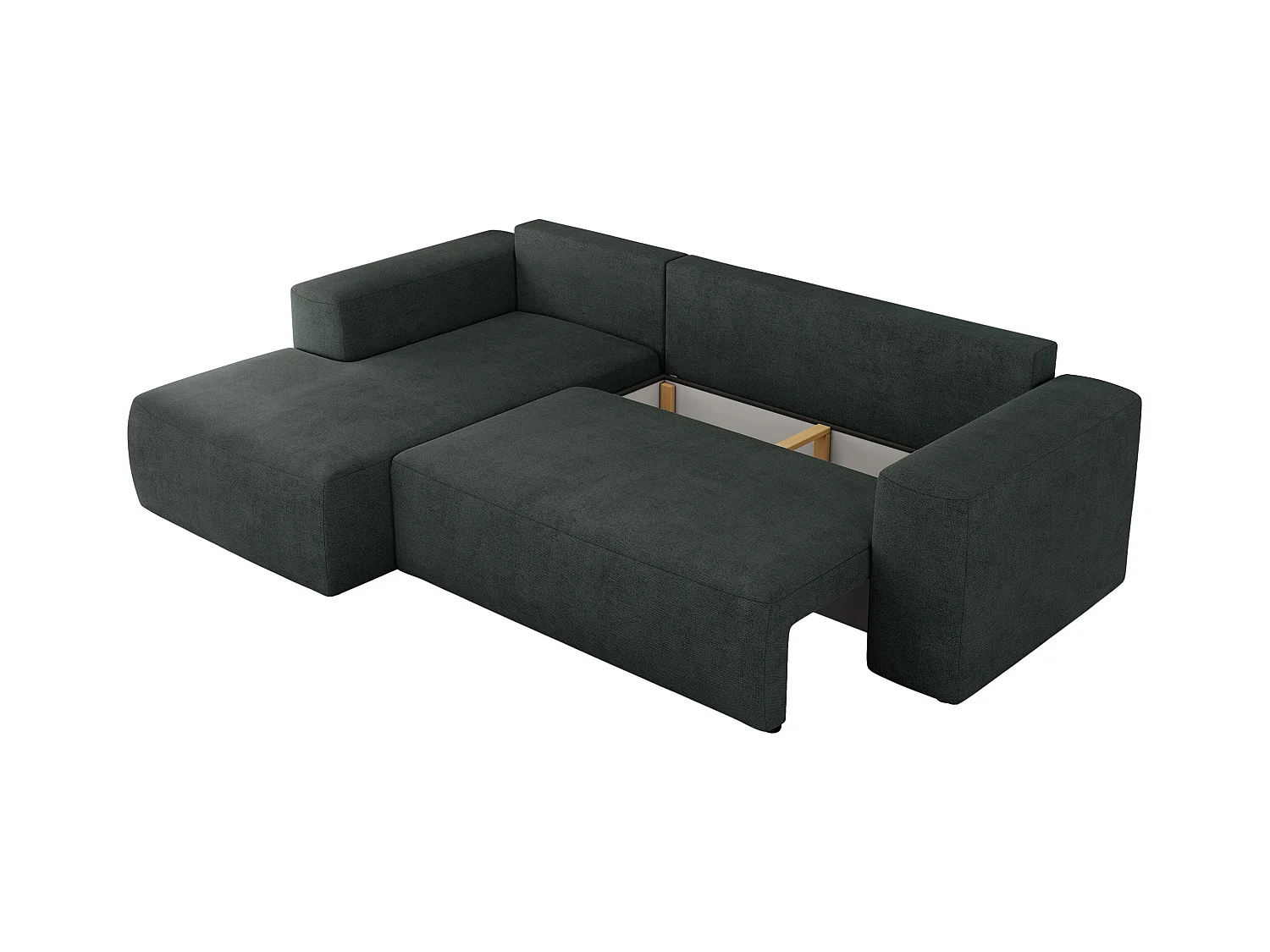 Ecksofa TRENTINO - mit Schlaffunktion und Bettkasten, L-form Couch, lose Kissen und Armlehnen - Dunkelgrau Stukture - Ecke Links