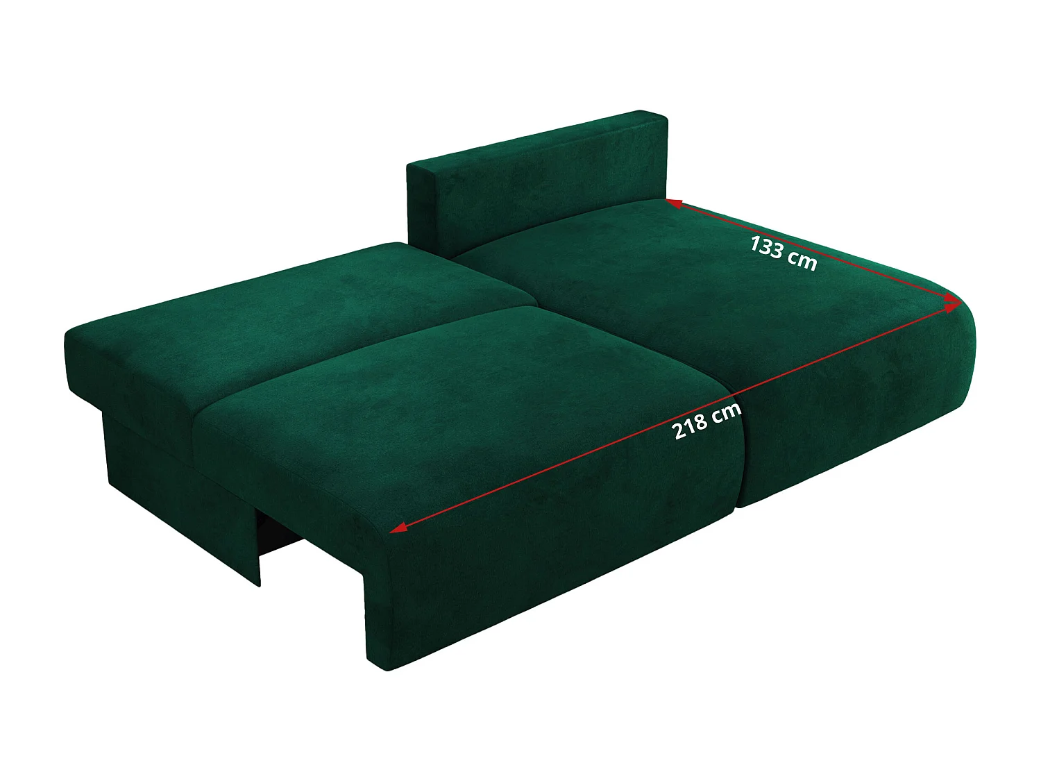 Ecksofa VIVO - L-form Couch mit Schlaffunktion und Bettkasten, Wellenfeder - Dunkelgrün Velvet - Ecke Links