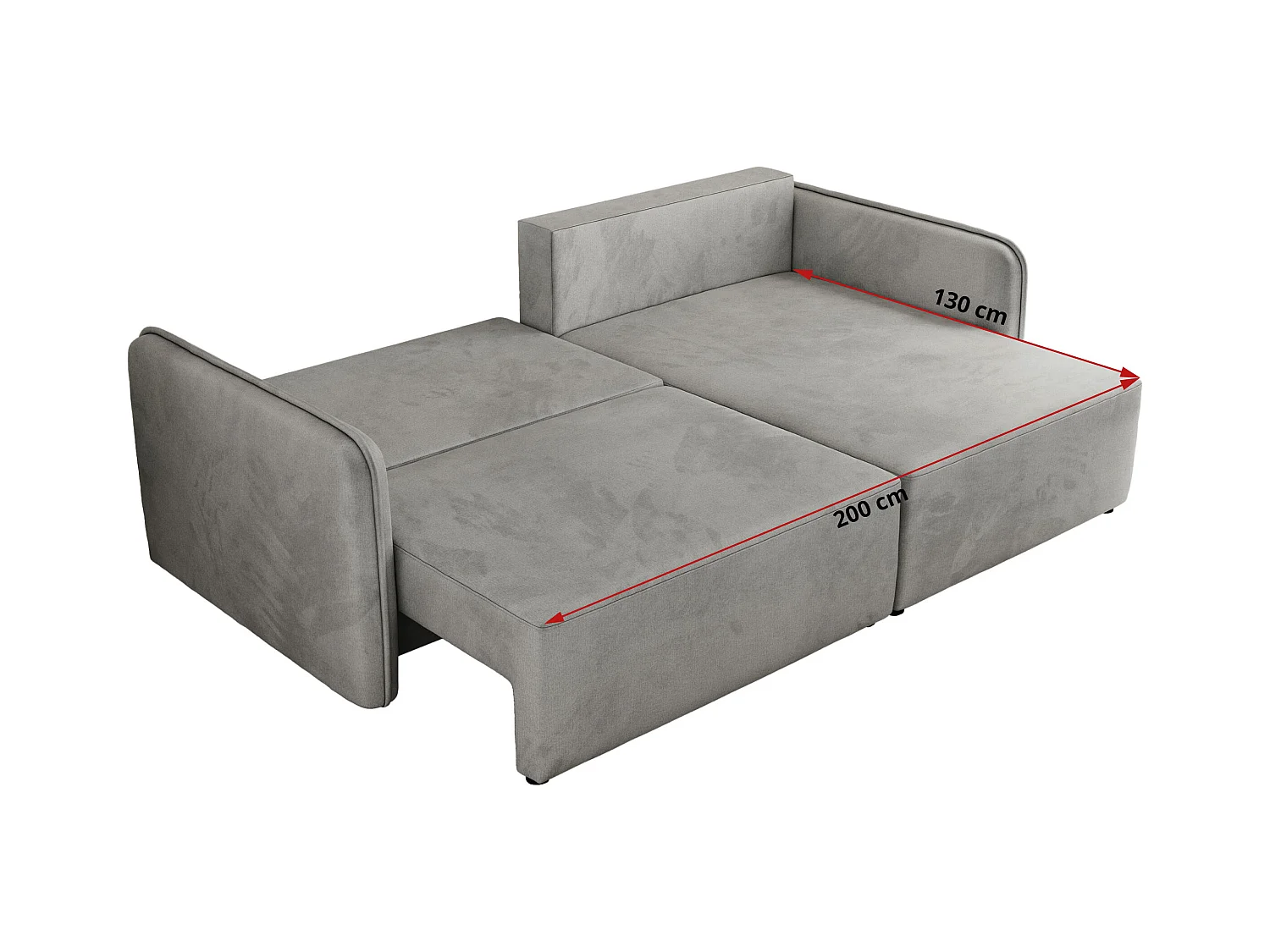 Ecksofa MESTO - Schlaffunktion und Bettkasten, L-form Couch für das Wohnzimmer, Armlehnen - Hellgrau Velvet - Ecke Links