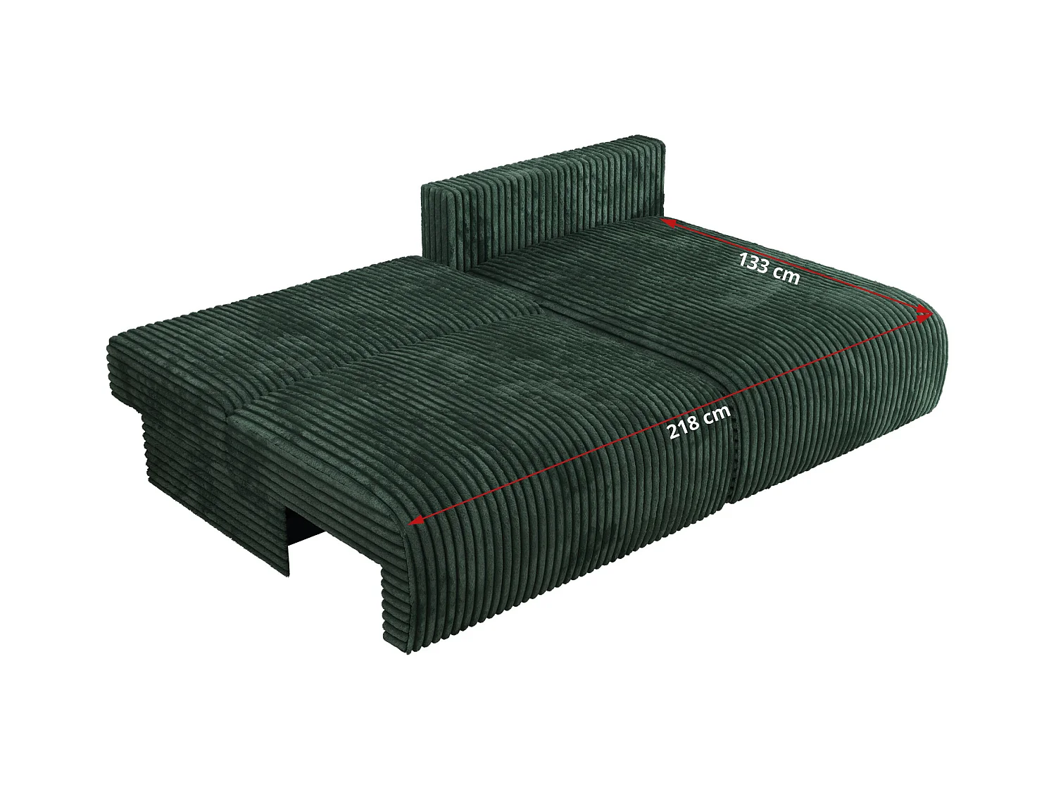 Ecksofa VIVO - L-form Couch mit Schlaffunktion und Bettkasten, Wellenfeder - Grün Cord - Ecke Rechts