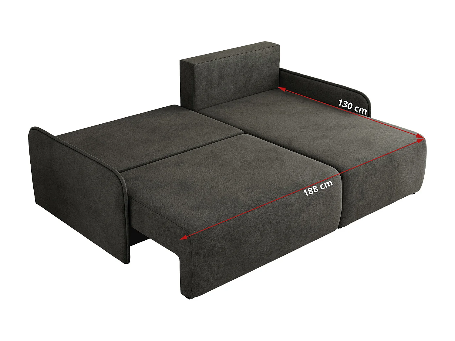Ecksofa ARPA - L-form Schlaffsofa, Bettkasten und lose Kissen, Armlehnen - Dunkelgrau Velvet - Ecke Rechts