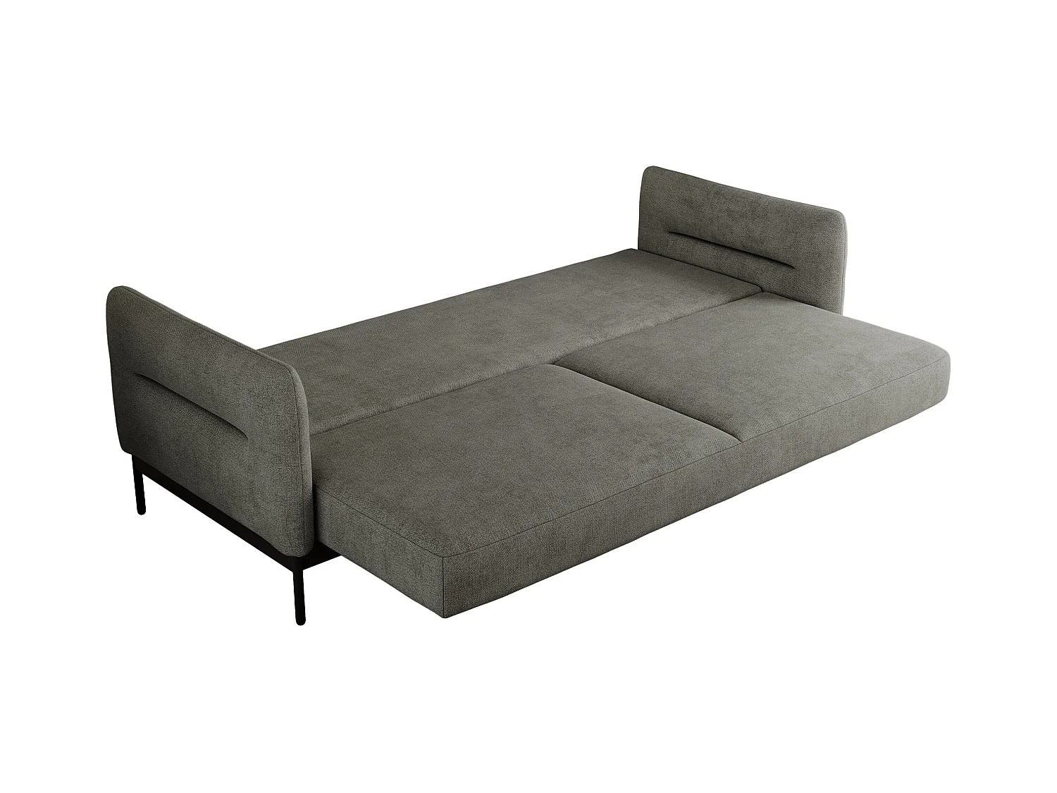 Sofa SALENTO - 3-Sitzer mit Metallbeine, mobile Kopfstütze, Schlafsofa mit lose Kissen - Grau Strukture