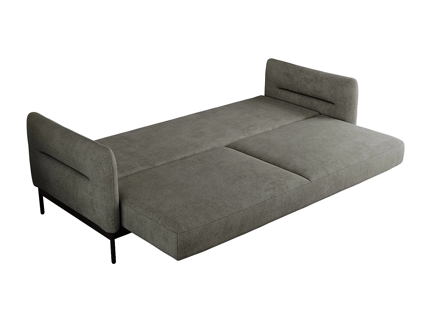 Sofa SALENTO - 3-Sitzer mit Metallbeine, mobile Kopfstütze, Schlafsofa mit lose Kissen - Grau Strukture
