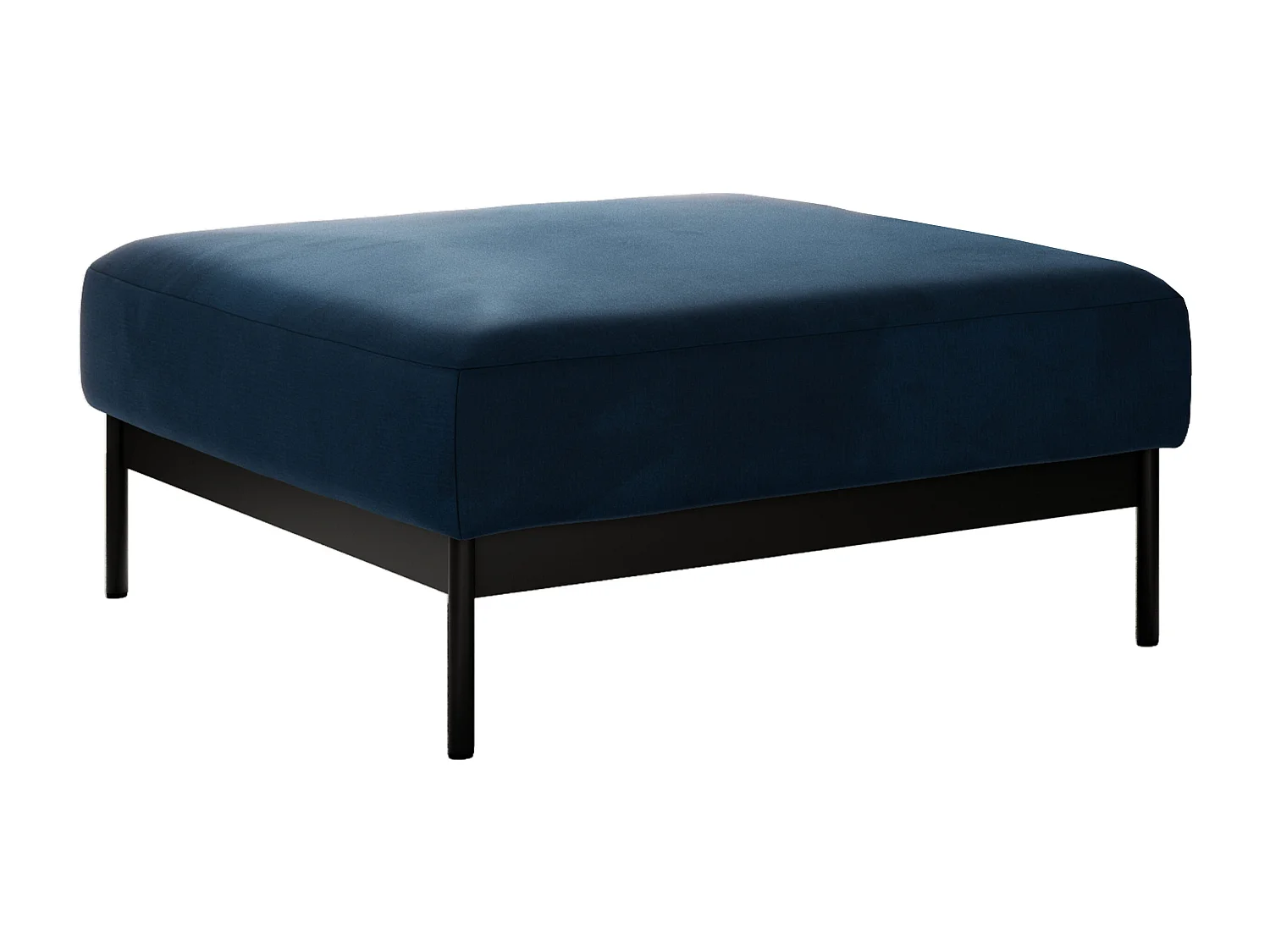 Ecksofa SALENTO - mit Metallbeine, Schlafsofa, mobilen Fußhocker, lose Kissen - Dunkelblau Velvet