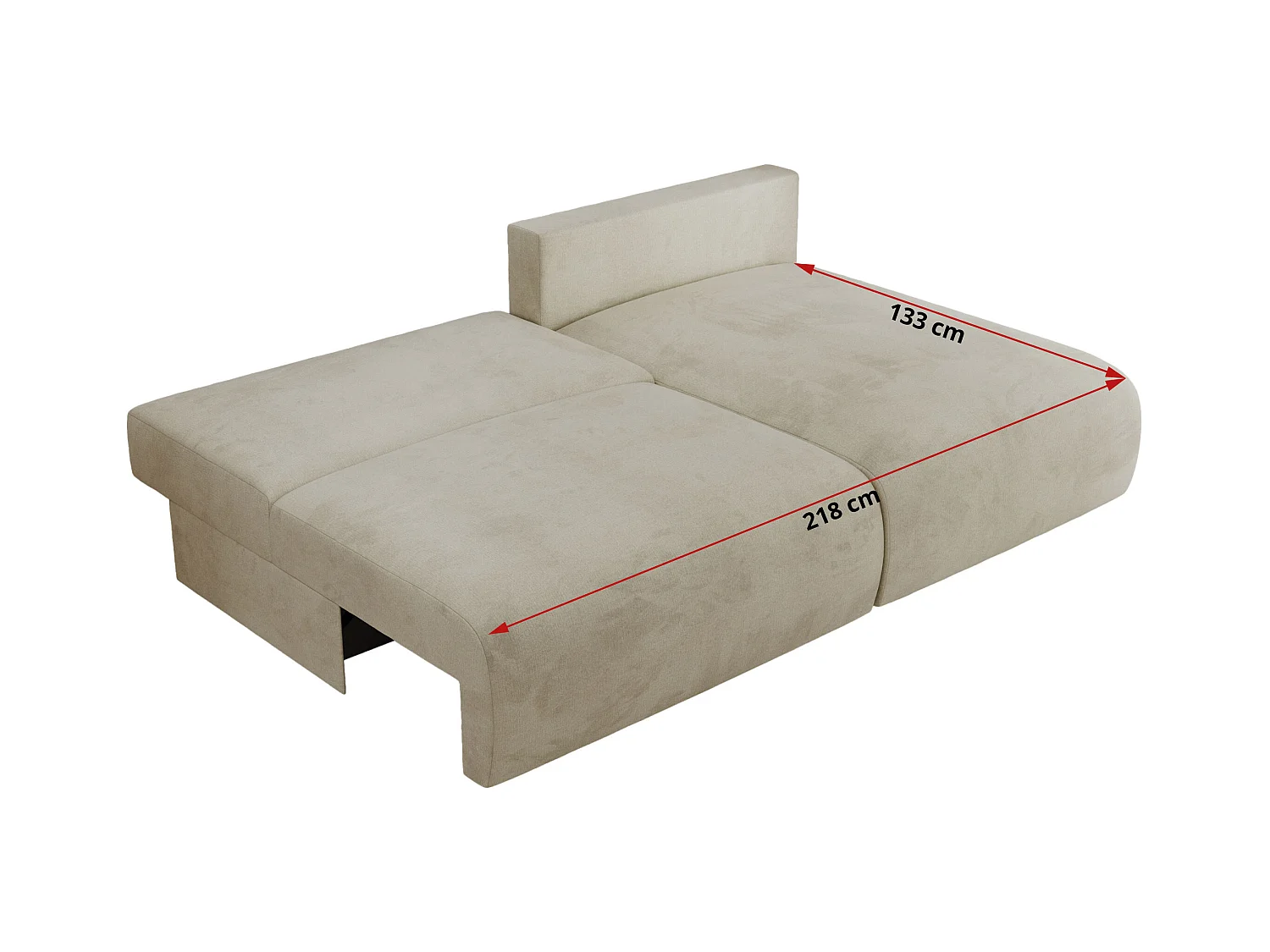Ecksofa VIVO - L-form Couch mit Schlaffunktion und Bettkasten, Wellenfeder - Beige Velvet - Ecke Links
