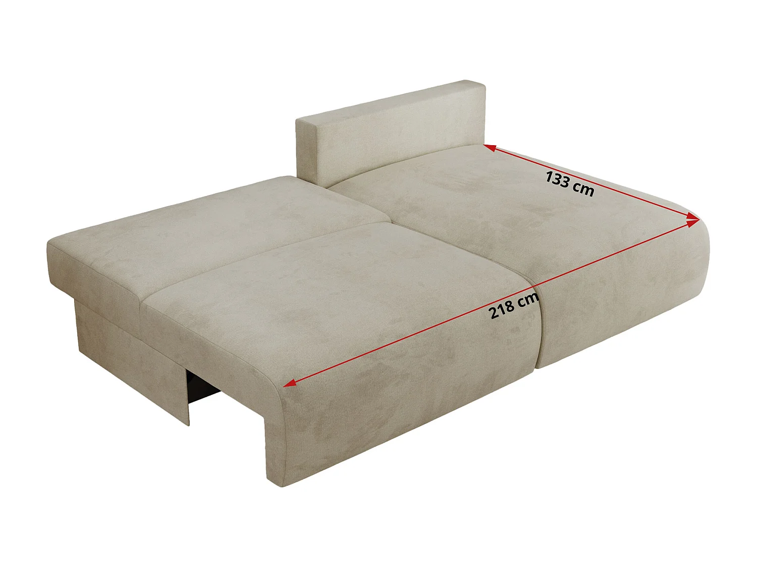 Ecksofa VIVO - L-form Couch mit Schlaffunktion und Bettkasten, Wellenfeder - Beige Velvet - Ecke Links