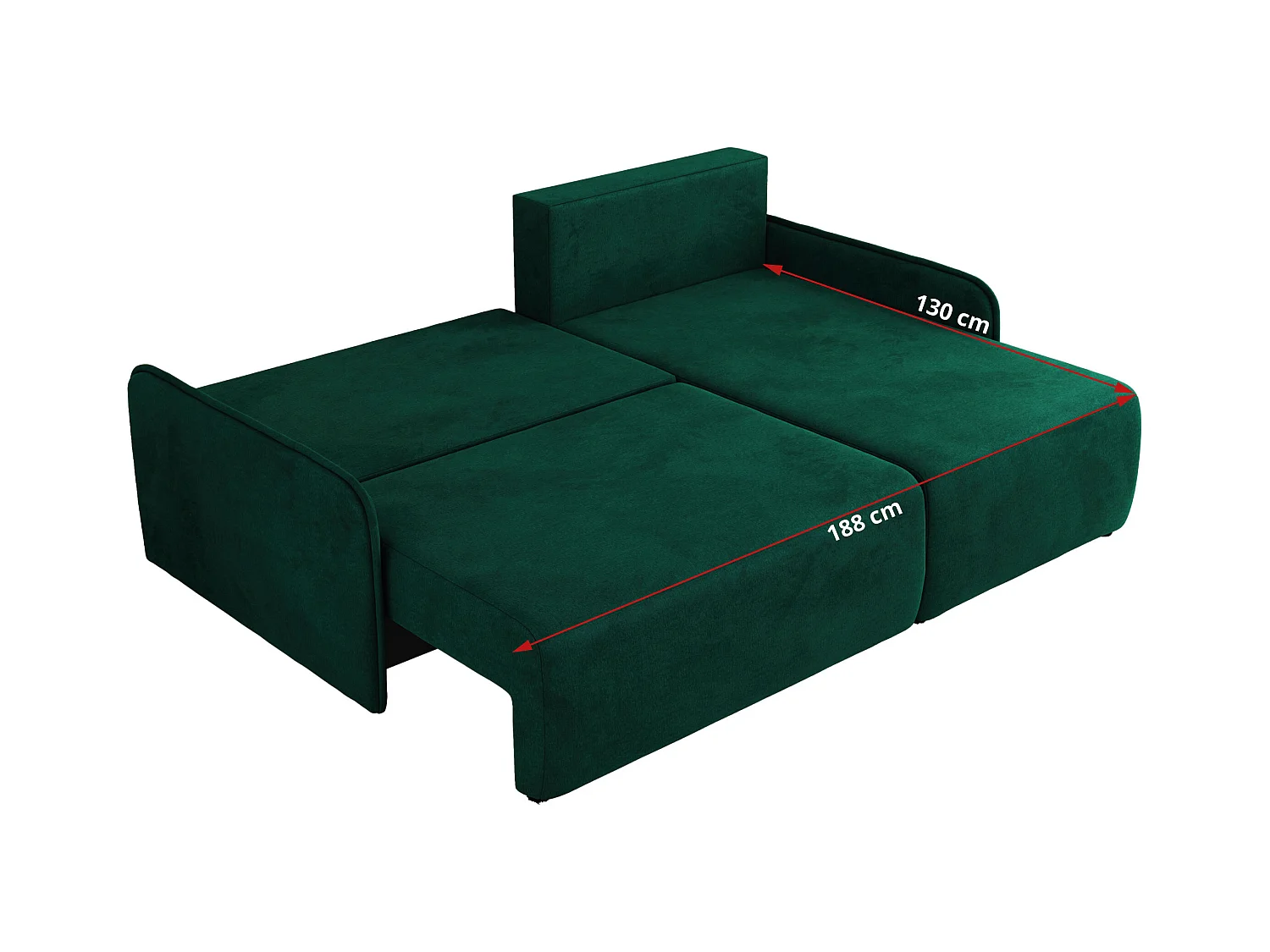 Ecksofa ARPA - L-form Schlaffsofa, Bettkasten und lose Kissen, Armlehnen - Dunkelgrün Velvet - Ecke Links