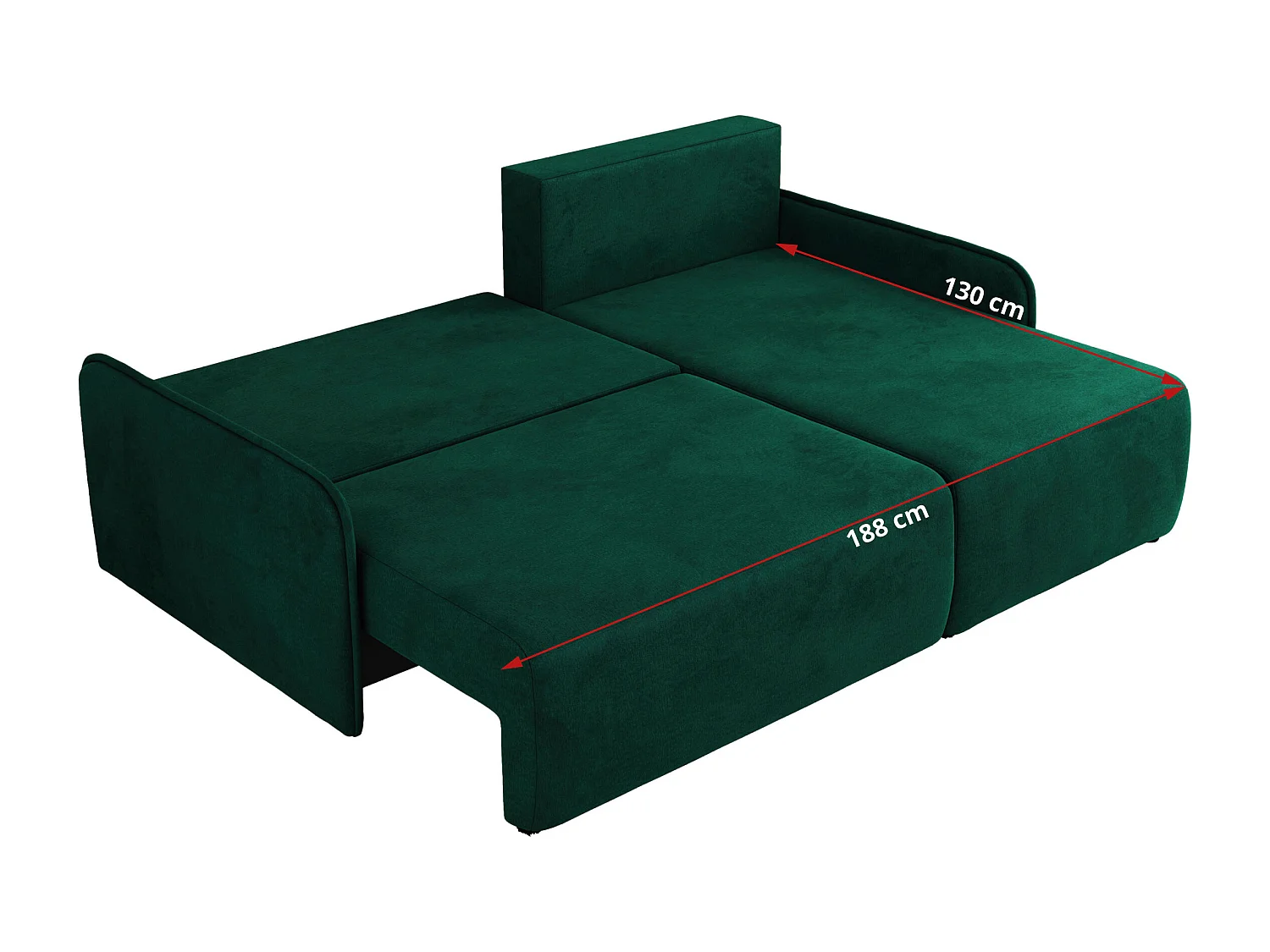 Ecksofa ARPA - L-form Schlaffsofa, Bettkasten und lose Kissen, Armlehnen - Dunkelgrün Velvet - Ecke Links