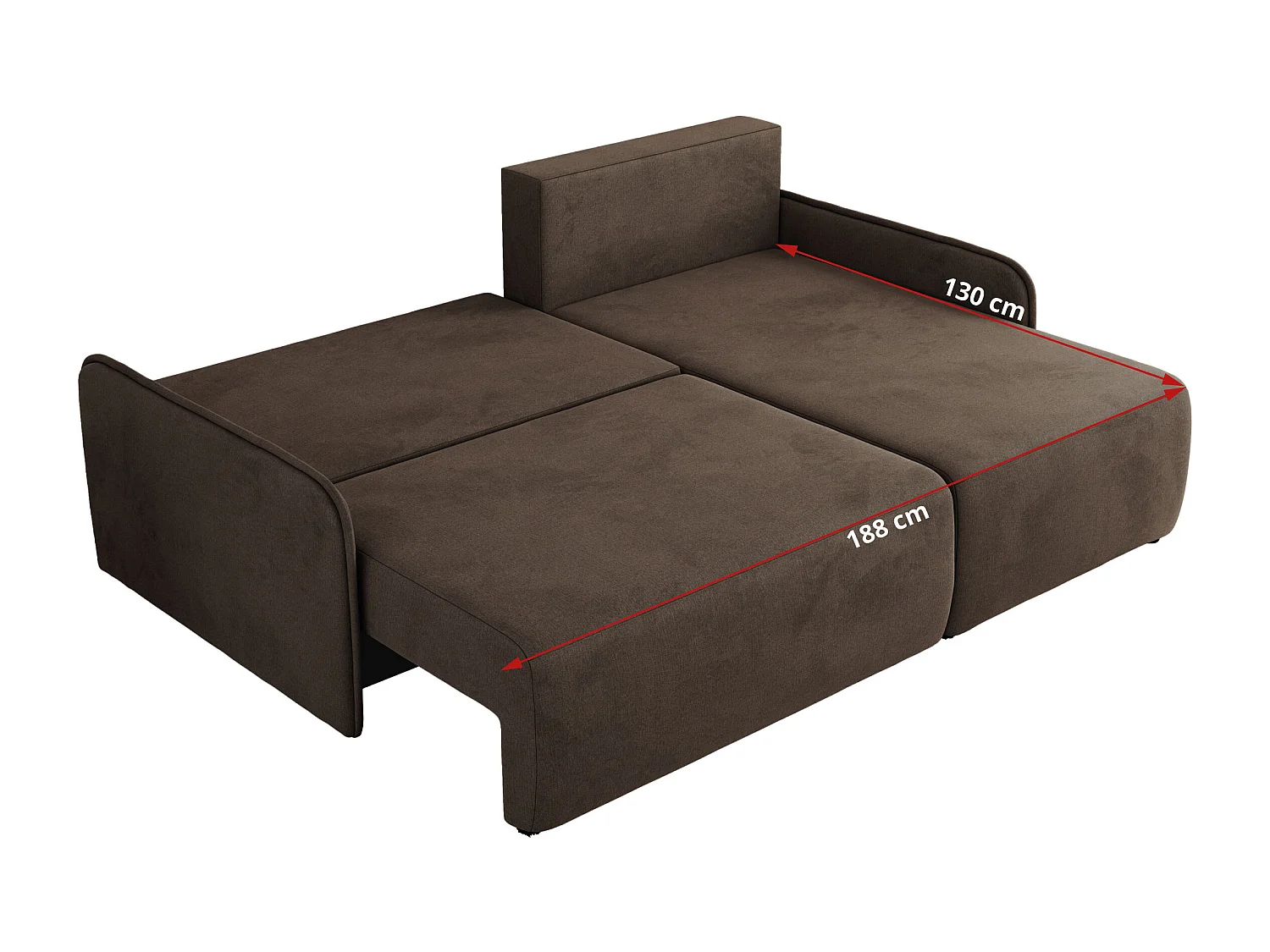 Ecksofa ARPA - L-form Schlaffsofa, Bettkasten und lose Kissen, Armlehnen - Braun Velvet - Ecke Rechts