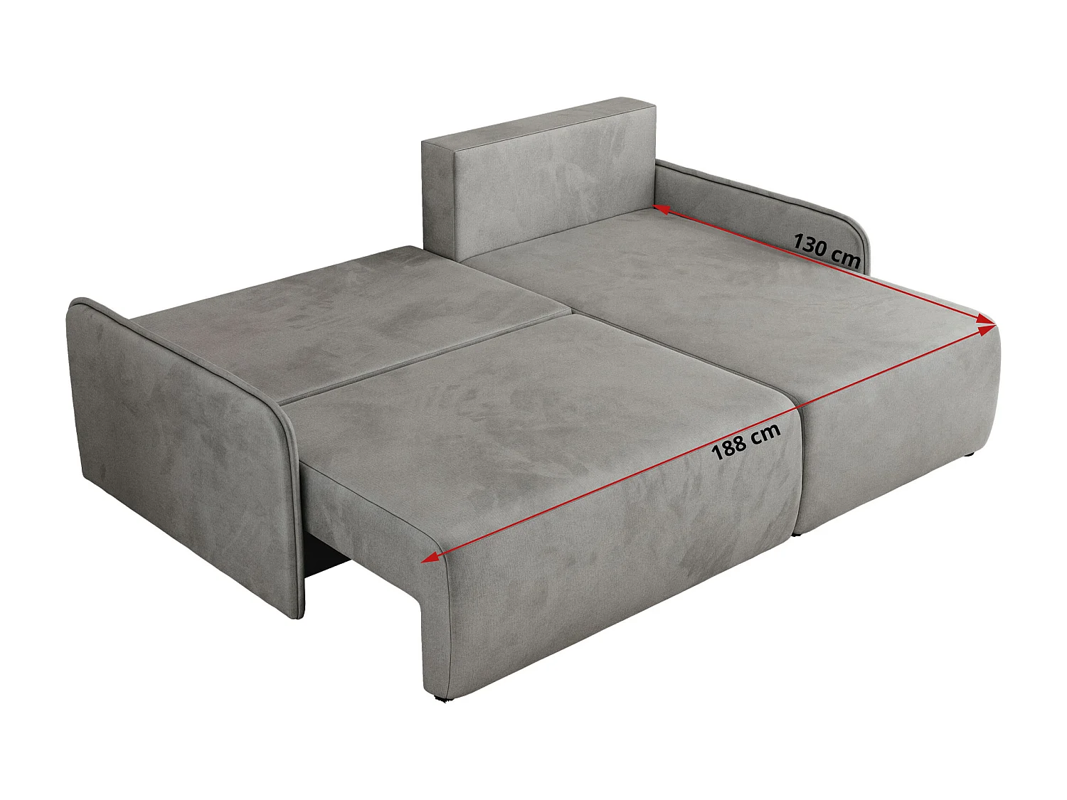 Ecksofa ARPA - L-form Schlaffsofa, Bettkasten und lose Kissen, Armlehnen - Hellgrau Velvet - Ecke Rechts