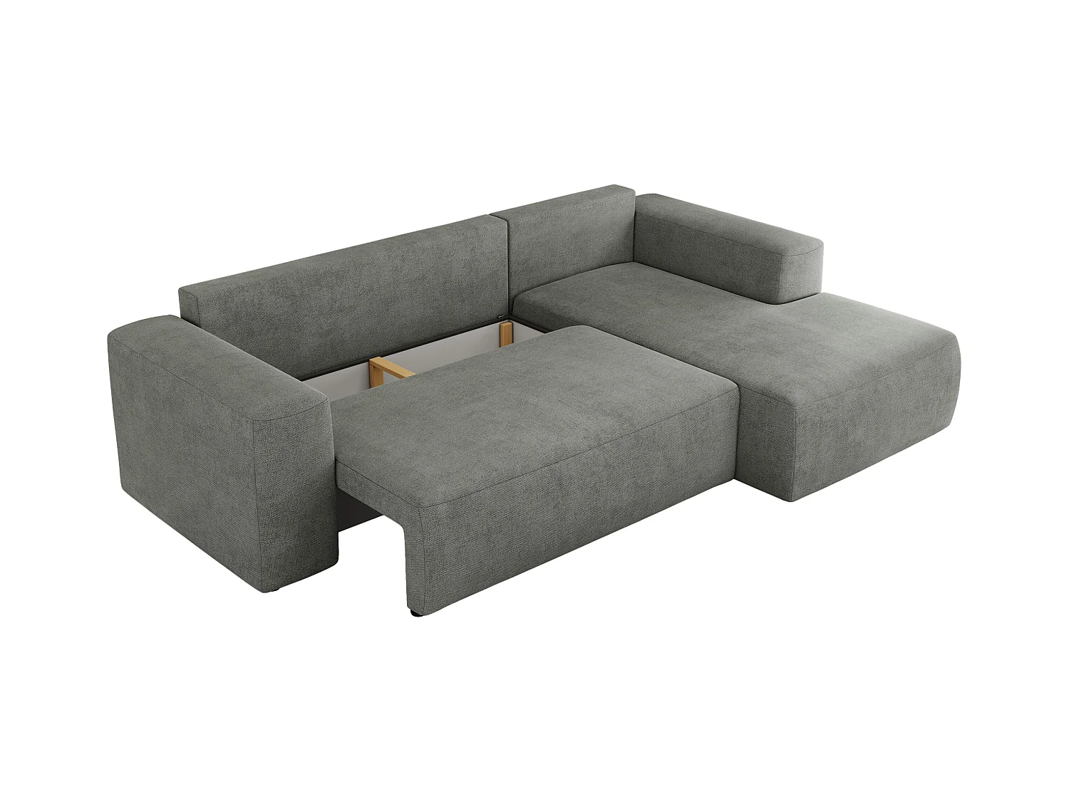 Ecksofa TRENTINO - mit Schlaffunktion und Bettkasten, L-form Couch, lose Kissen und Armlehnen - Grau Stukture - Ecke Rechts