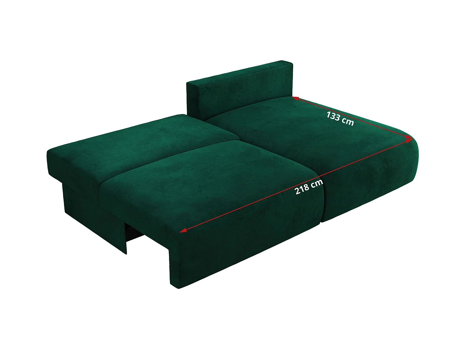 Ecksofa VIVO - L-form Couch mit Schlaffunktion und Bettkasten, Wellenfeder - Dunkelgrün Velvet - Ecke Rechts