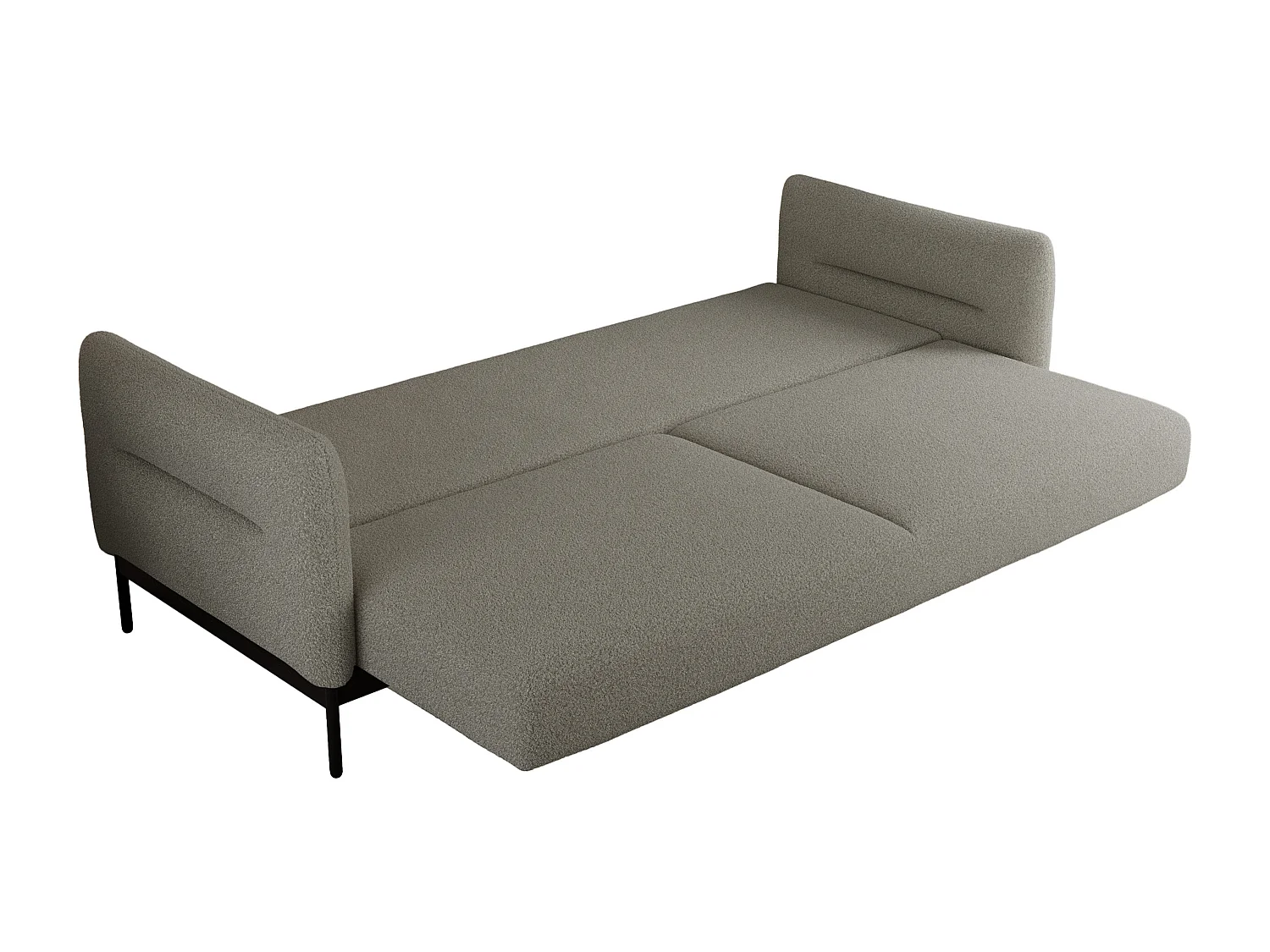 Sofa SALENTO - 3-Sitzer mit Metallbeine, mobile Kopfstütze, Schlafsofa mit lose Kissen - Hellgrau Boucle