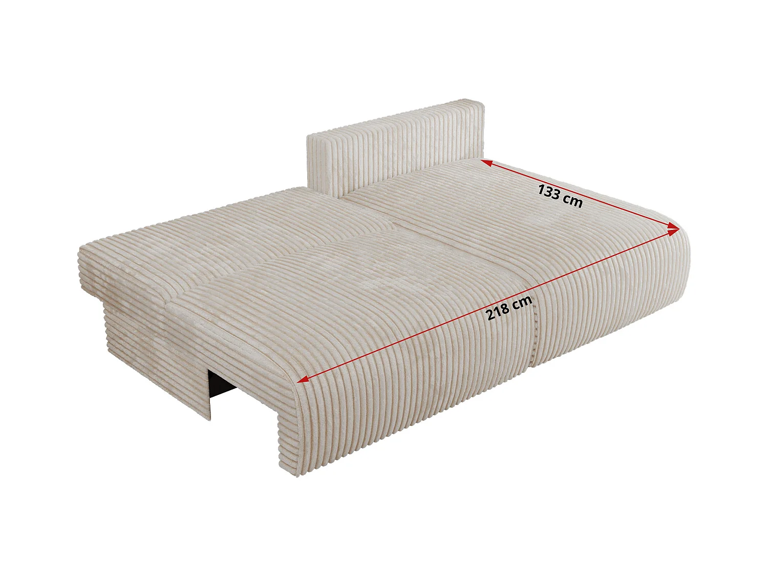 Ecksofa VIVO - L-form Couch mit Schlaffunktion und Bettkasten, Wellenfeder - Creme Cord - Ecke Links