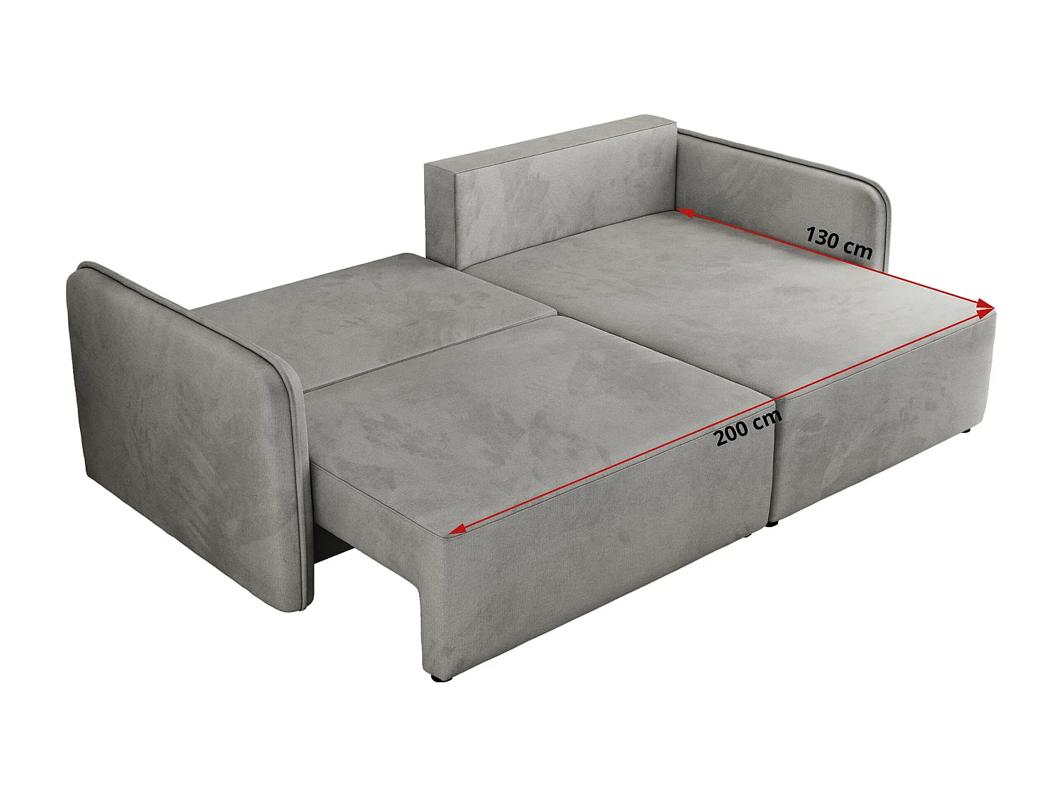 Ecksofa MESTO - Schlaffunktion und Bettkasten, L-form Couch für das Wohnzimmer, Armlehnen - Hellgrau Velvet - Ecke Rechts