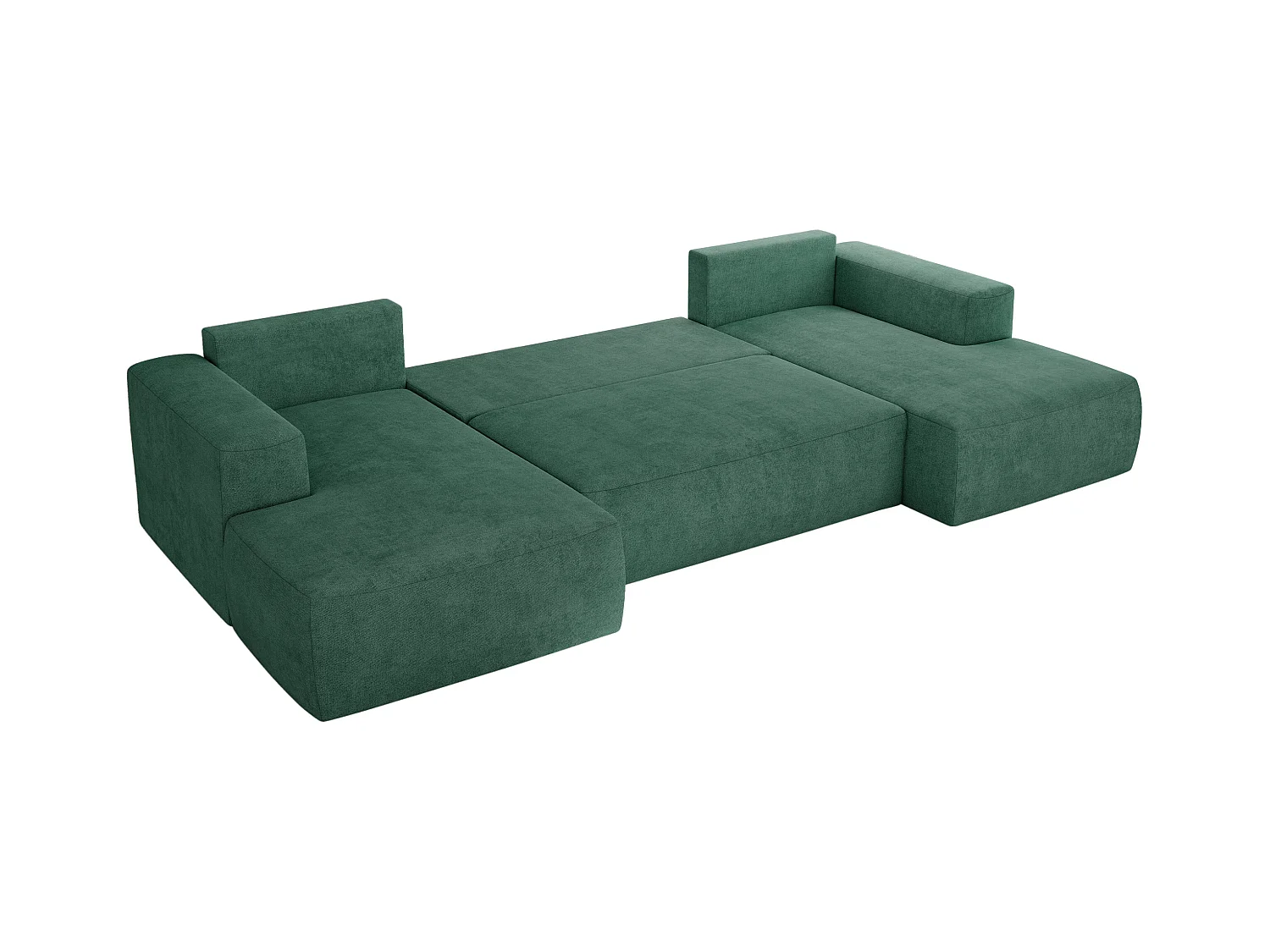 Ecksofa TRENTINO U - mit Schlaffunktion und Bettkasten, U-förmiges Wohnlandschaft, Armlehnen - Grün Strukture