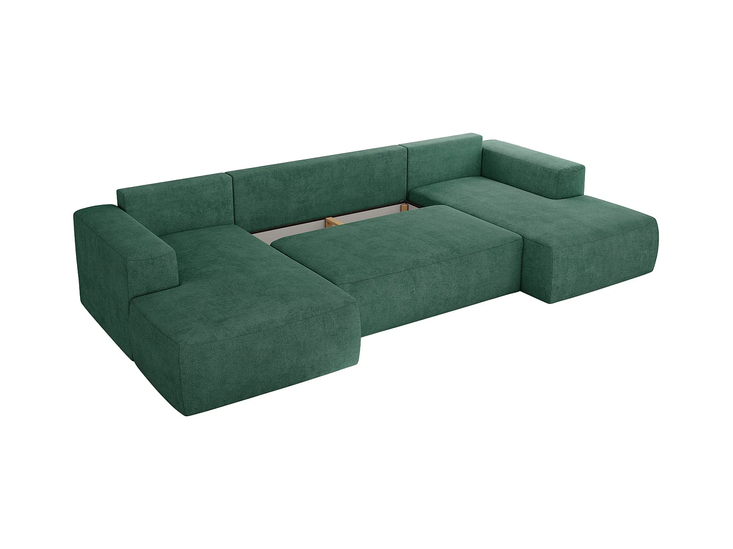 Ecksofa TRENTINO U - mit Schlaffunktion und Bettkasten, U-förmiges Wohnlandschaft, Armlehnen - Grün Strukture
