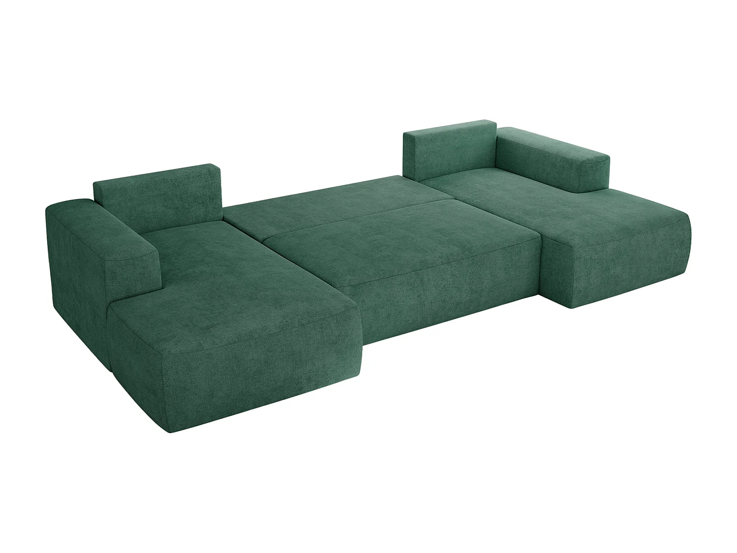 Ecksofa TRENTINO U - mit Schlaffunktion und Bettkasten, U-förmiges Wohnlandschaft, Armlehnen - Grün Strukture