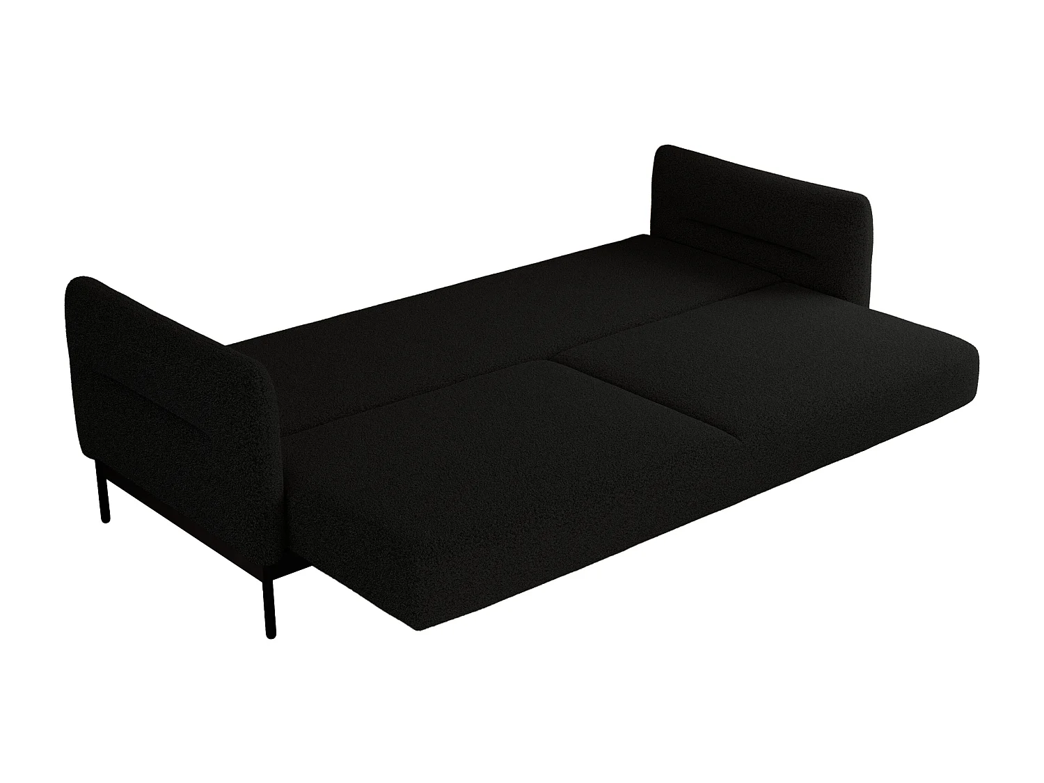 Ecksofa SALENTO - mit Metallbeine, Schlafsofa, mobilen Fußhocker, lose Kissen - Schwarz Boucle