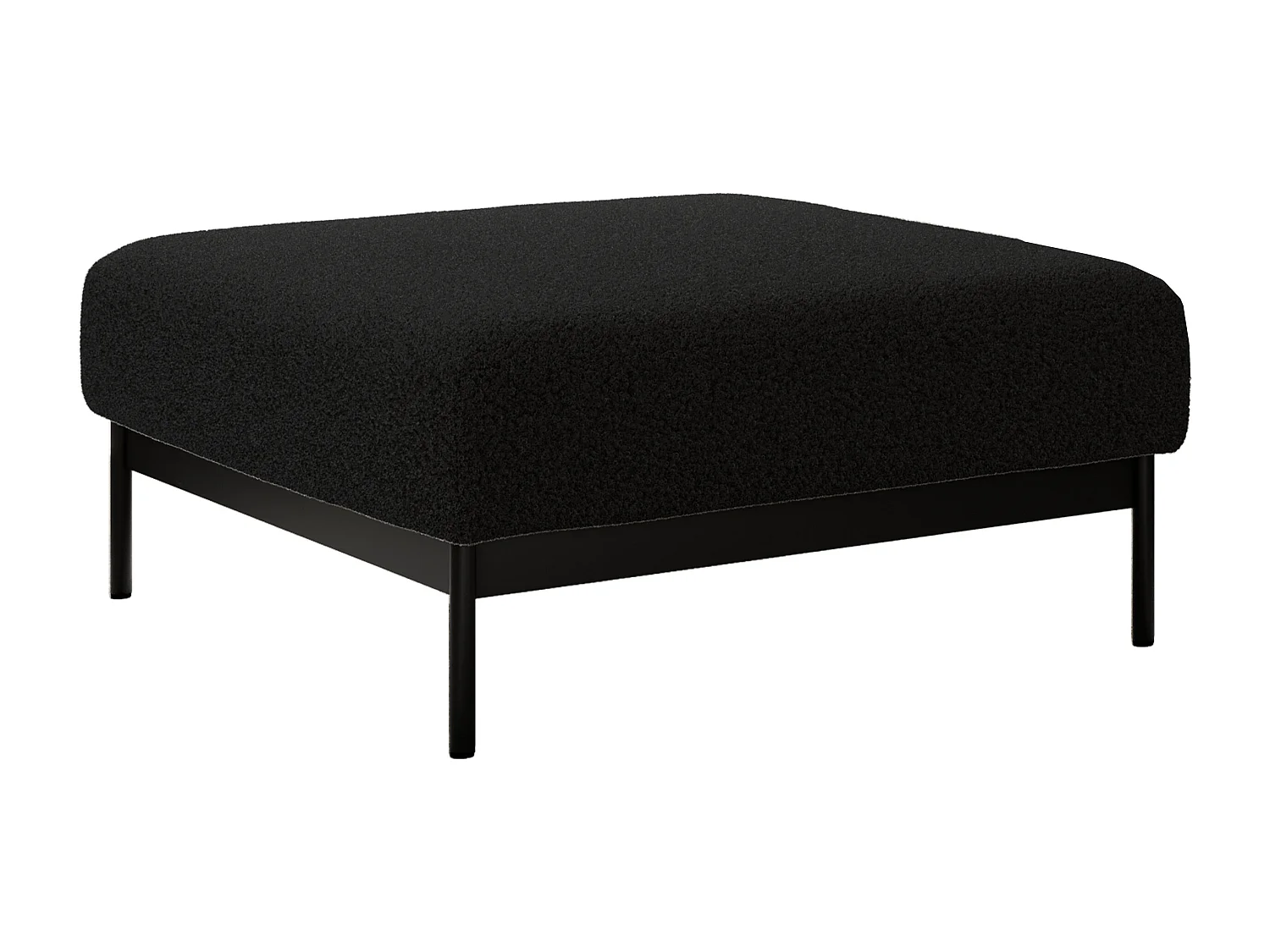 Ecksofa SALENTO - mit Metallbeine, Schlafsofa, mobilen Fußhocker, lose Kissen - Schwarz Boucle