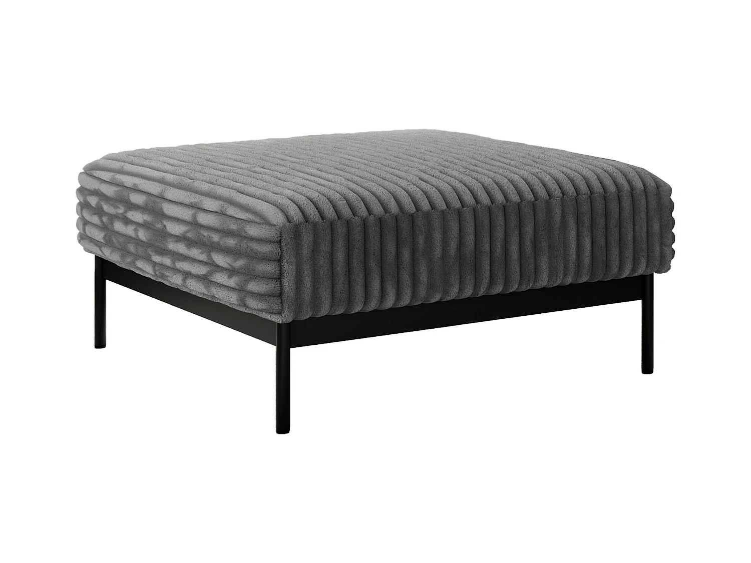 Ecksofa SALENTO - mit Metallbeine, Schlafsofa, mobilen Fußhocker, lose Kissen - Dunkelgrau Cord