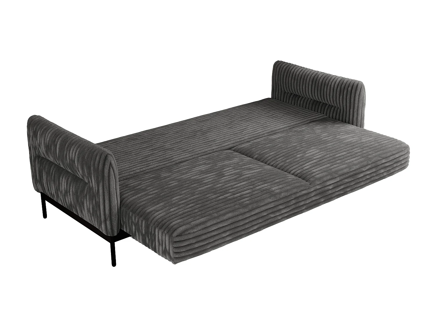 Ecksofa SALENTO - mit Metallbeine, Schlafsofa, mobilen Fußhocker, lose Kissen - Dunkelgrau Cord