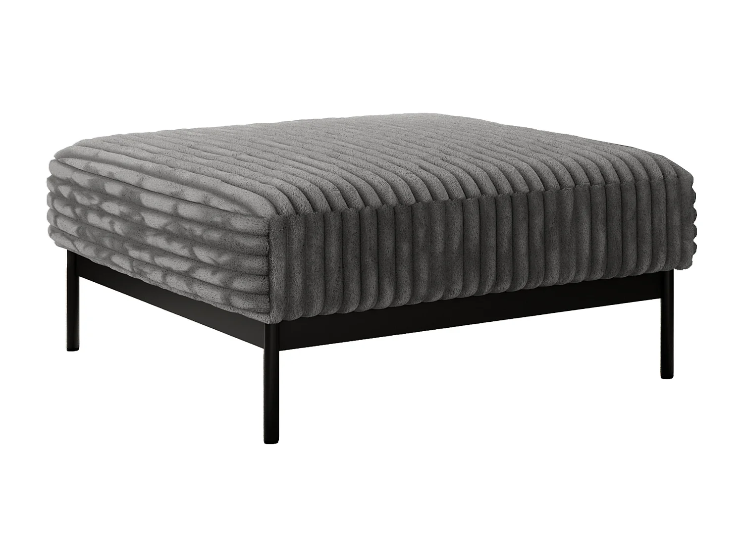 Ecksofa SALENTO - mit Metallbeine, Schlafsofa, mobilen Fußhocker, lose Kissen - Dunkelgrau Cord