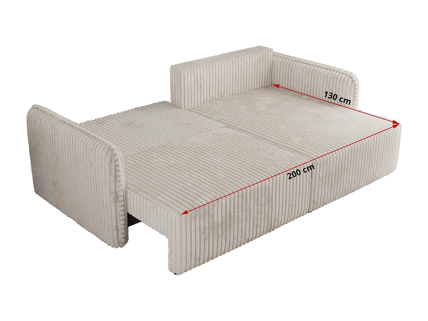 Ecksofa MESTO - Schlaffunktion und Bettkasten, L-form Couch für das Wohnzimmer, Armlehnen - Beige Cord - Ecke Rechts