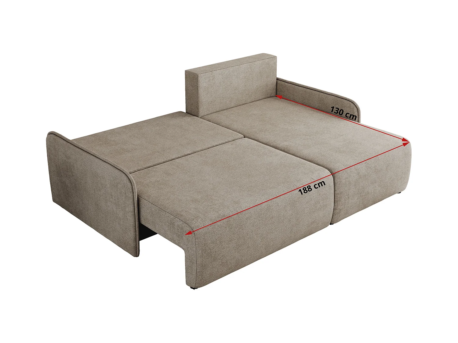 Ecksofa ARPA - L-form Schlaffsofa, Bettkasten und lose Kissen, Armlehnen - Beige Struktur - Ecke Rechts