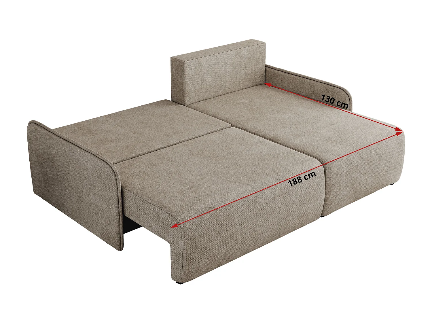 Ecksofa ARPA - L-form Schlaffsofa, Bettkasten und lose Kissen, Armlehnen - Beige Struktur - Ecke Rechts