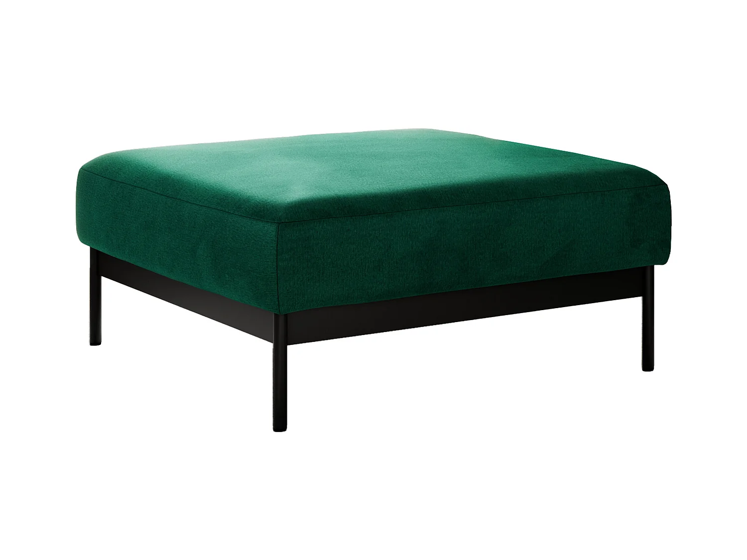 Ecksofa SALENTO - mit Metallbeine, Schlafsofa, mobilen Fußhocker, lose Kissen - Dunkelgrün Velvet