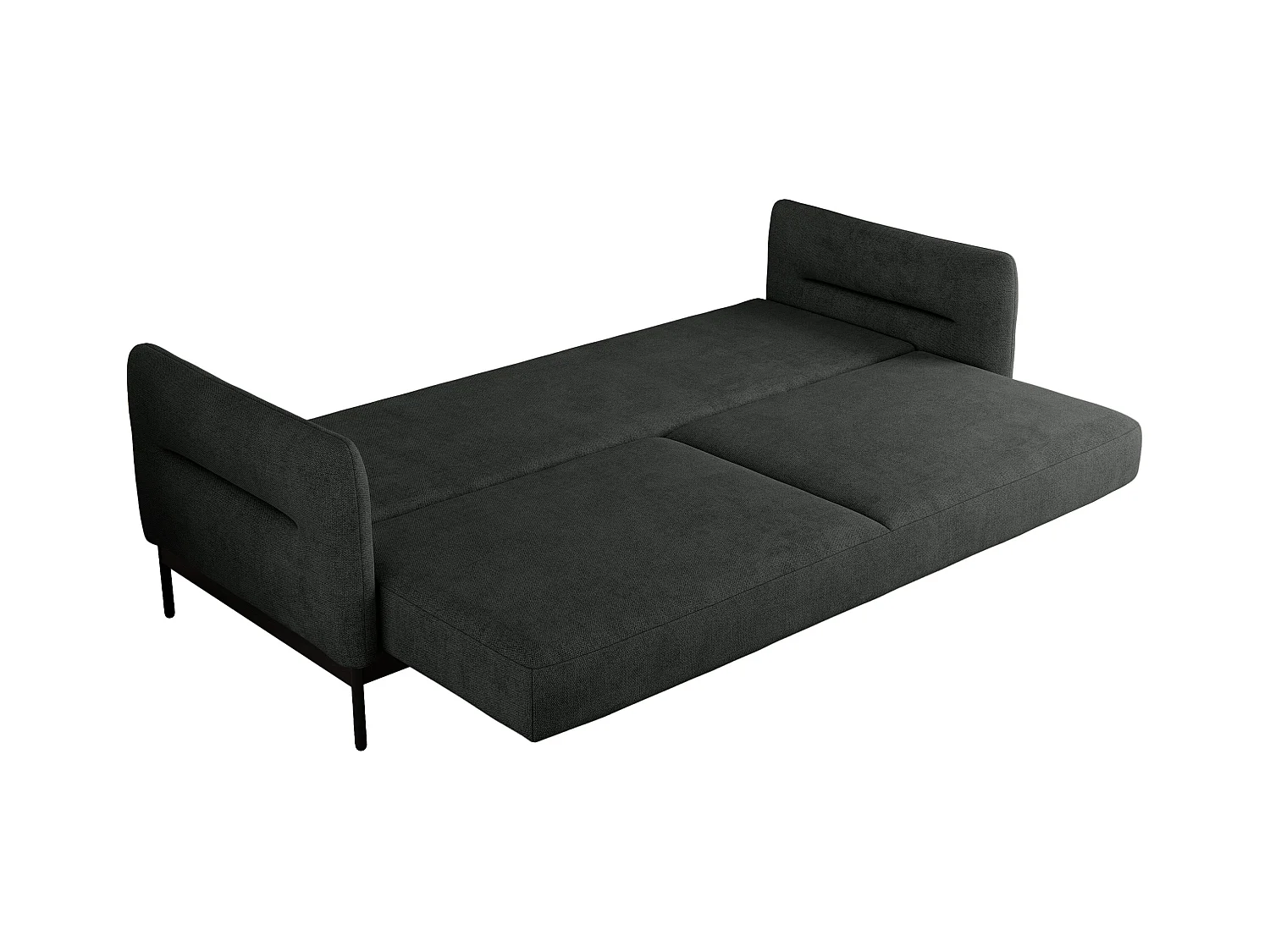 Sofa SALENTO - 3-Sitzer mit Metallbeine, mobile Kopfstütze, Schlafsofa mit lose Kissen - Dunkelgrau Strukture