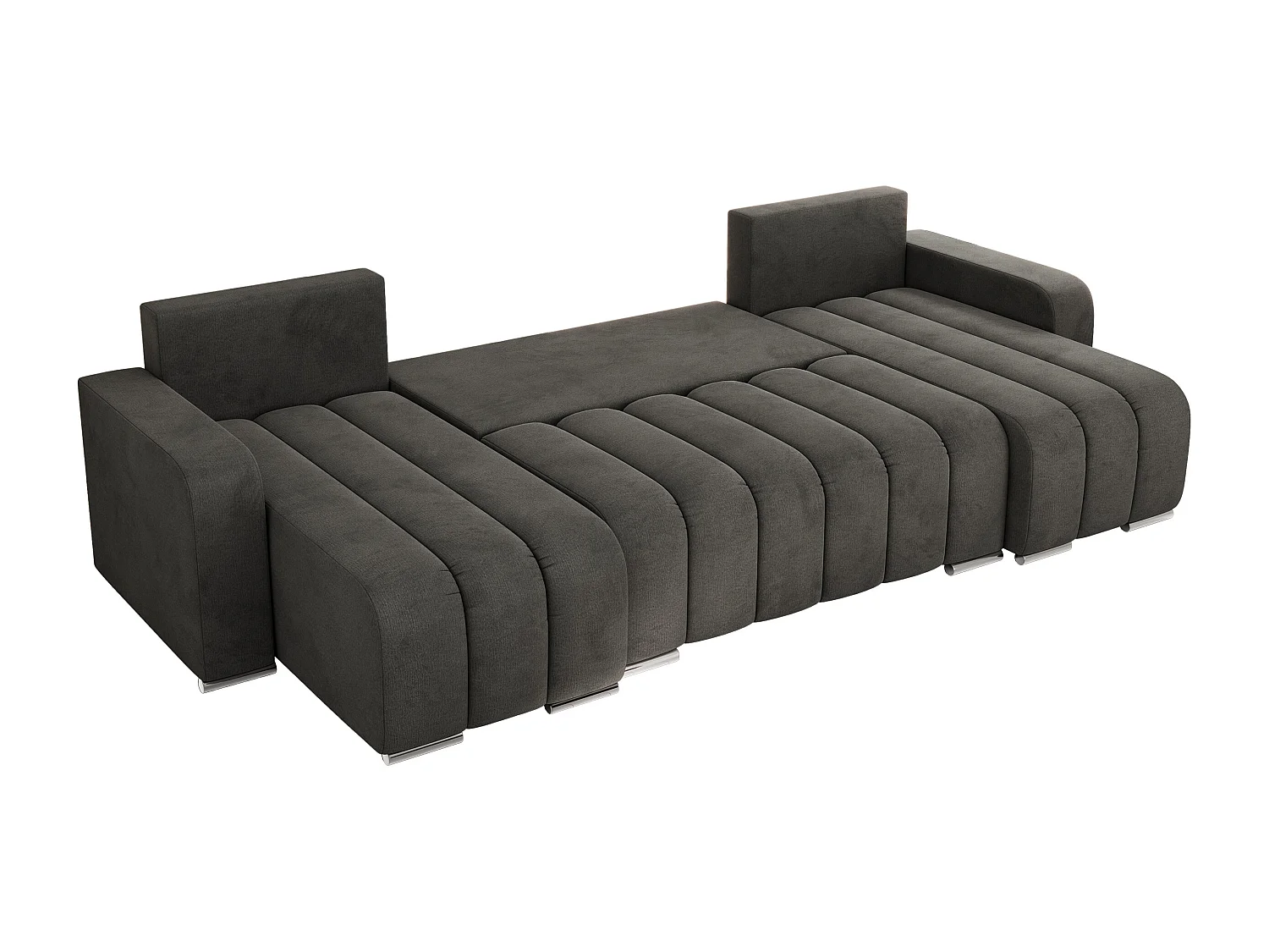 Ecksofa KIRASSO U - Wohnlandschaft, Schlaffunktion und Bettkasten, Couch U-form, lose Kissen - Dunkelgrau Velvet