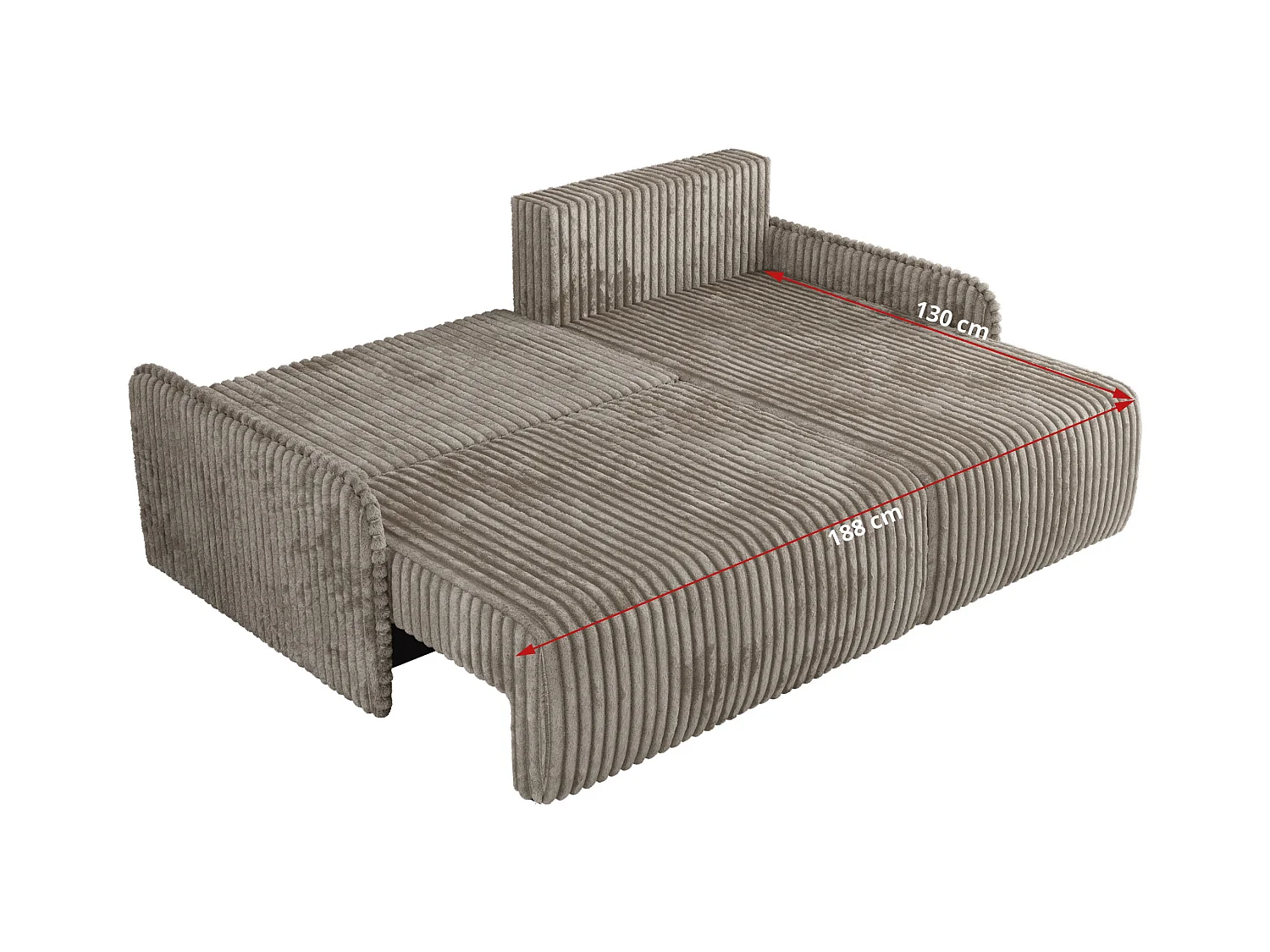 Ecksofa ARPA - L-form Schlaffsofa, Bettkasten und lose Kissen, Armlehnen - Hellbraun Cord - Ecke Links