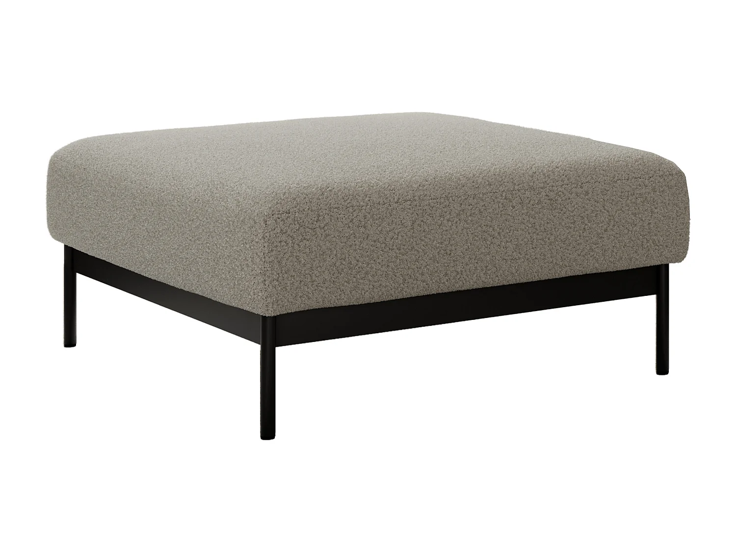 Ecksofa SALENTO - mit Metallbeine, Schlafsofa, mobilen Fußhocker, lose Kissen - Hellgrau Boucle