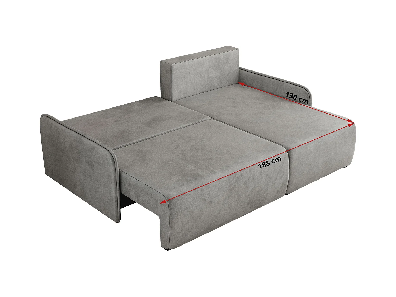 Ecksofa ARPA - L-form Schlaffsofa, Bettkasten und lose Kissen, Armlehnen - Hellgrau Velvet - Ecke Links