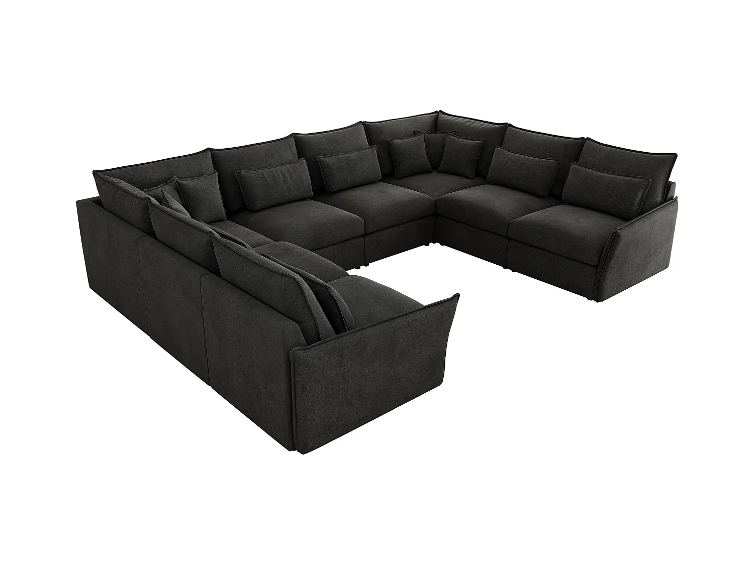 Ecksofa VERSO U8M - modulare U-förmige Ecke mit Armlehnen, Wohnlandschaft, Ecksofa XXL, lose Kissen - Dunkelgrau Velvet