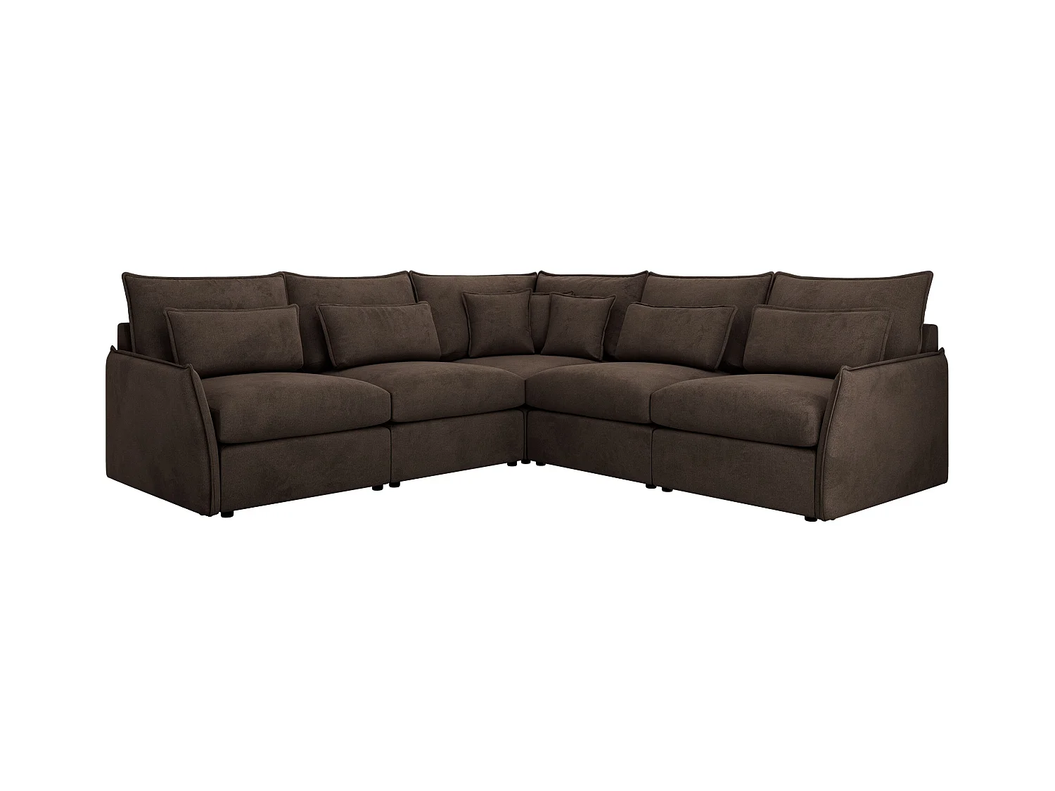 Ecksofa VERSO - modulare L-förmige Ecke, lose Kissen, Wohnlandschaft - Braun Velvet