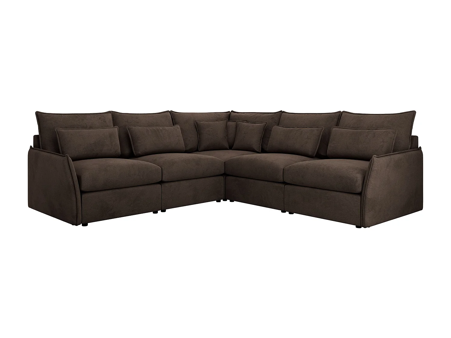 Ecksofa VERSO - modulare L-förmige Ecke, lose Kissen, Wohnlandschaft - Braun Velvet