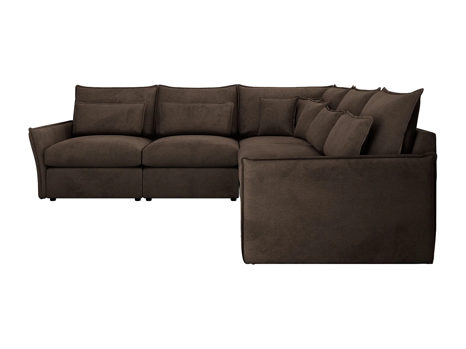 Ecksofa VERSO - modulare L-förmige Ecke, lose Kissen, Wohnlandschaft - Braun Velvet