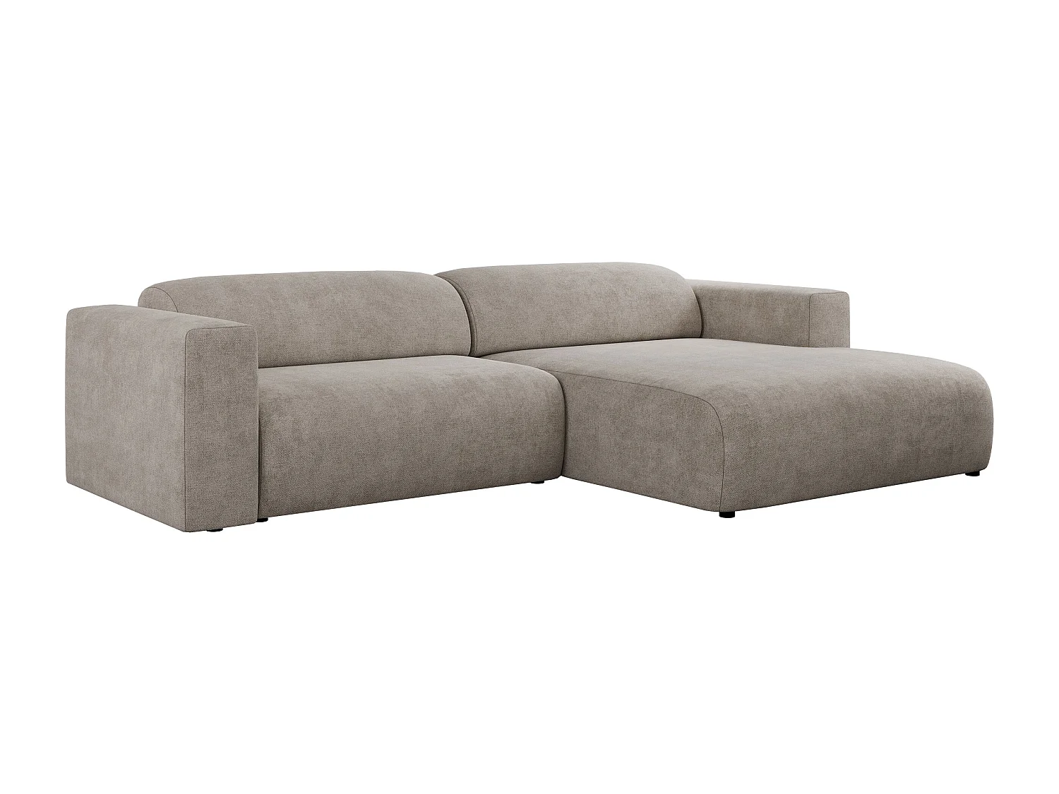 Ecksofa PASADENA - mit Armlehnen, Wohnlandschaft, freistehendes Sofa, große Ecke - Beige Stukture - Ecke Rechts
